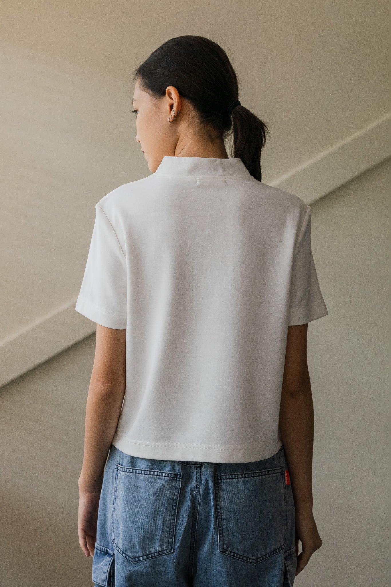 Mandarin Cropped Top in White