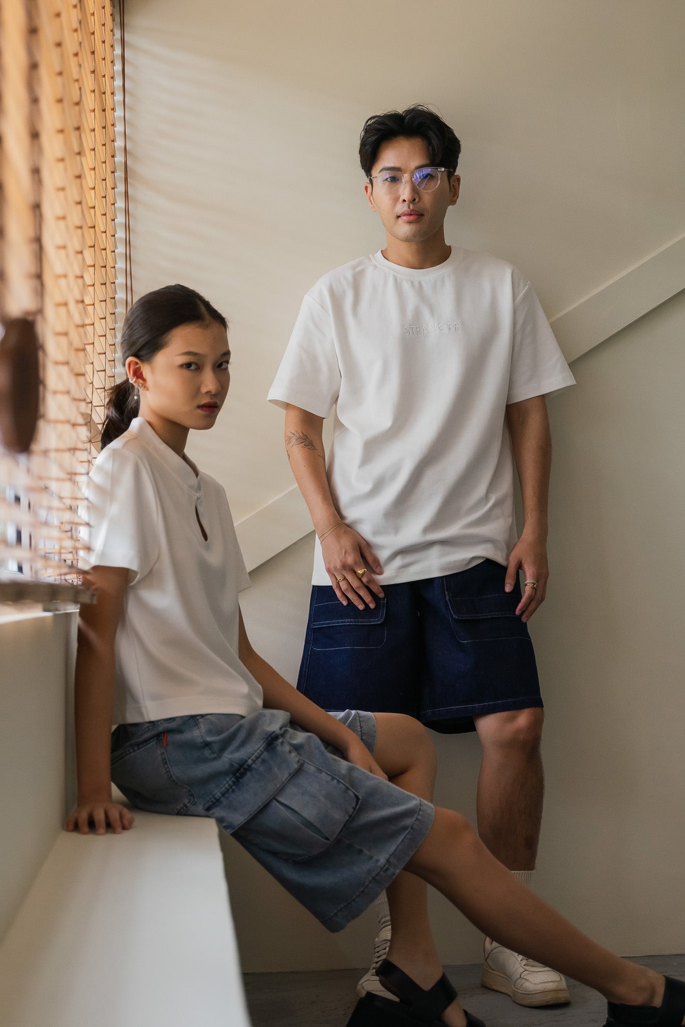 STRANGER Men's Embroidered Logo Tee in White