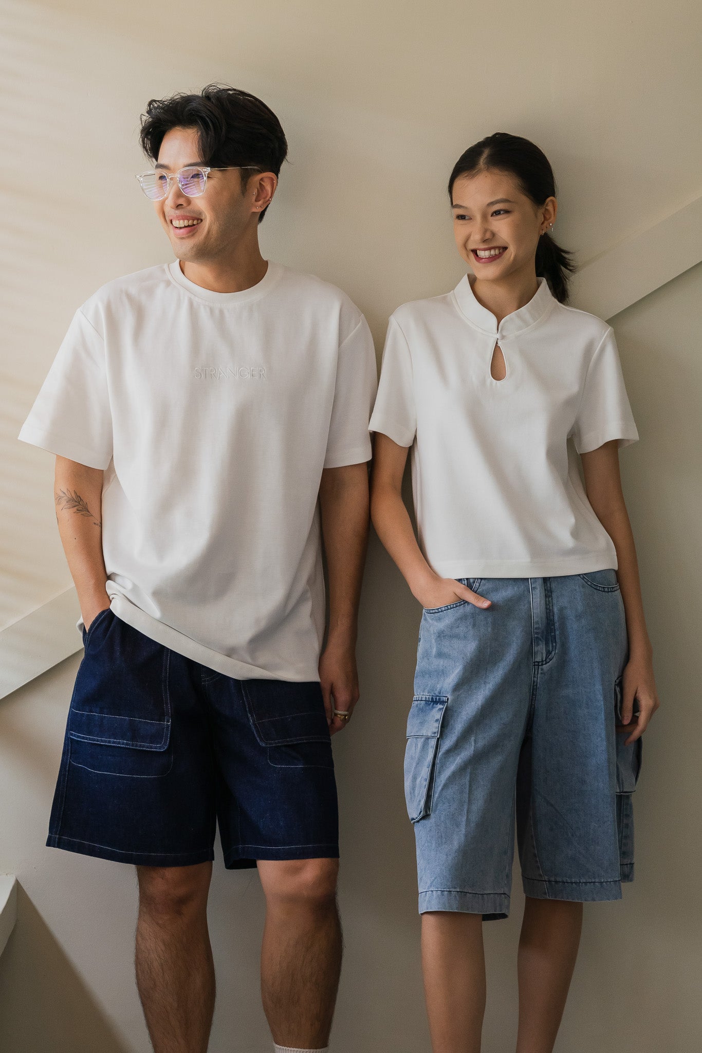Mandarin Cropped Top in White