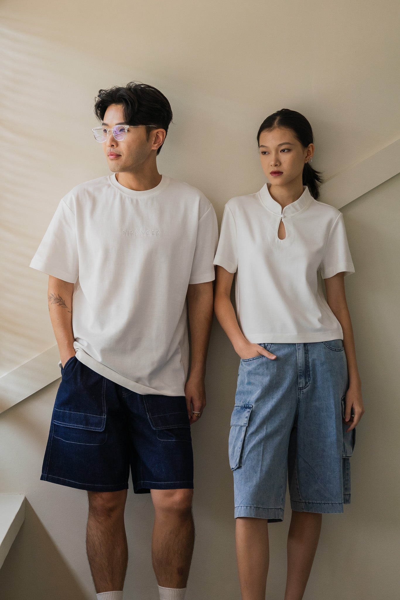 STRANGER Men's Embroidered Logo Tee in White