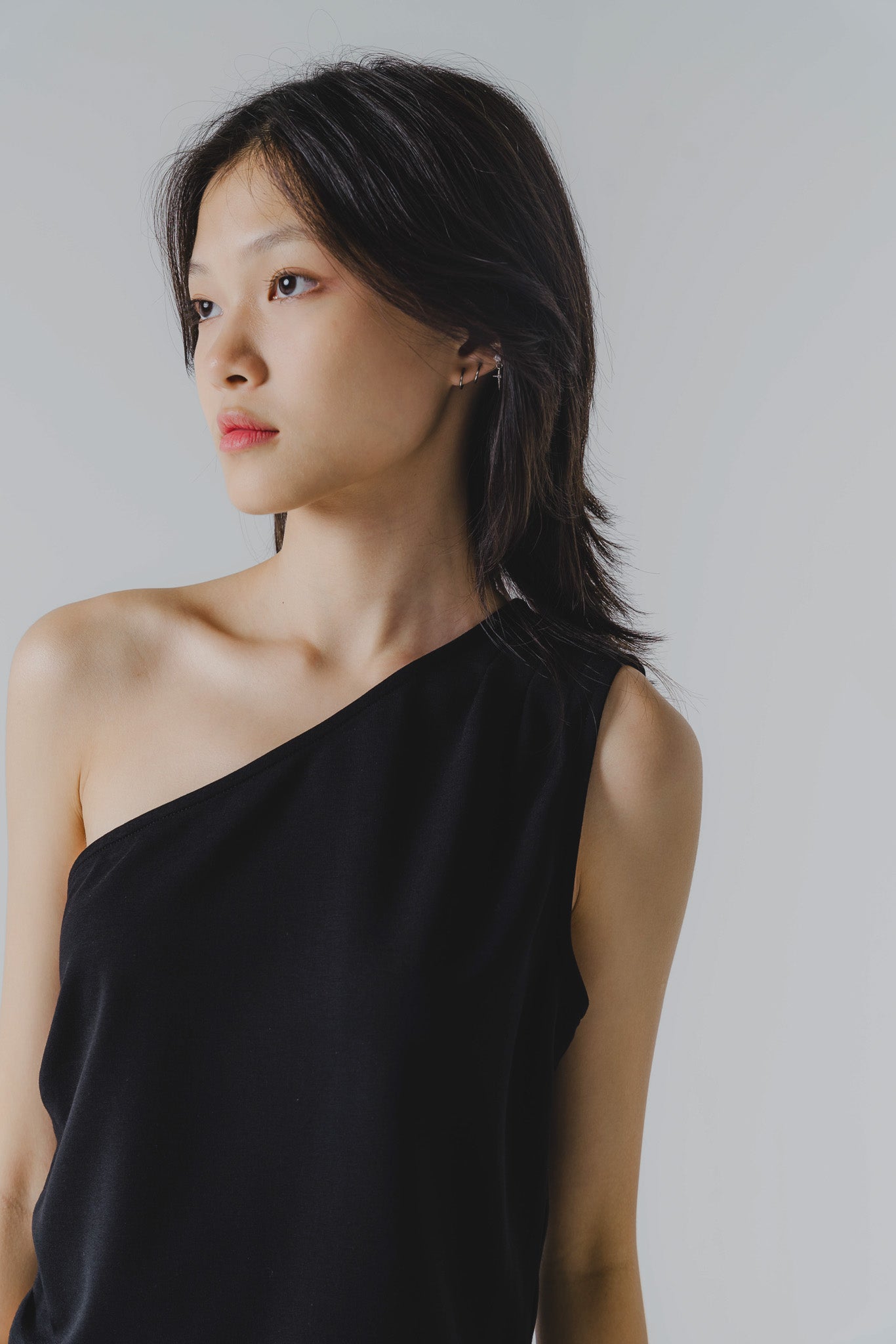 Ruched Toga Top in Black