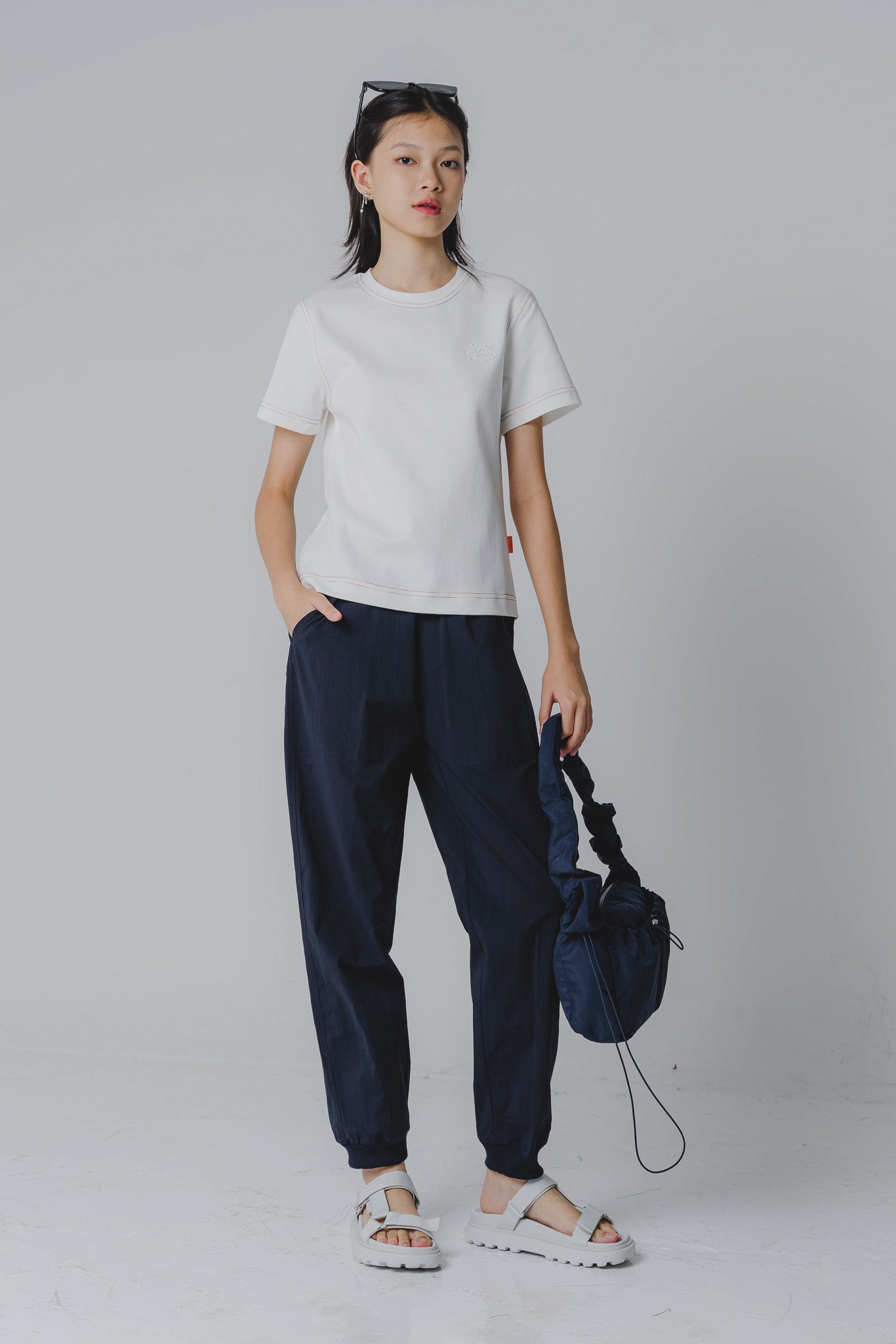 STRNGR Contrast Stitch Tee in White