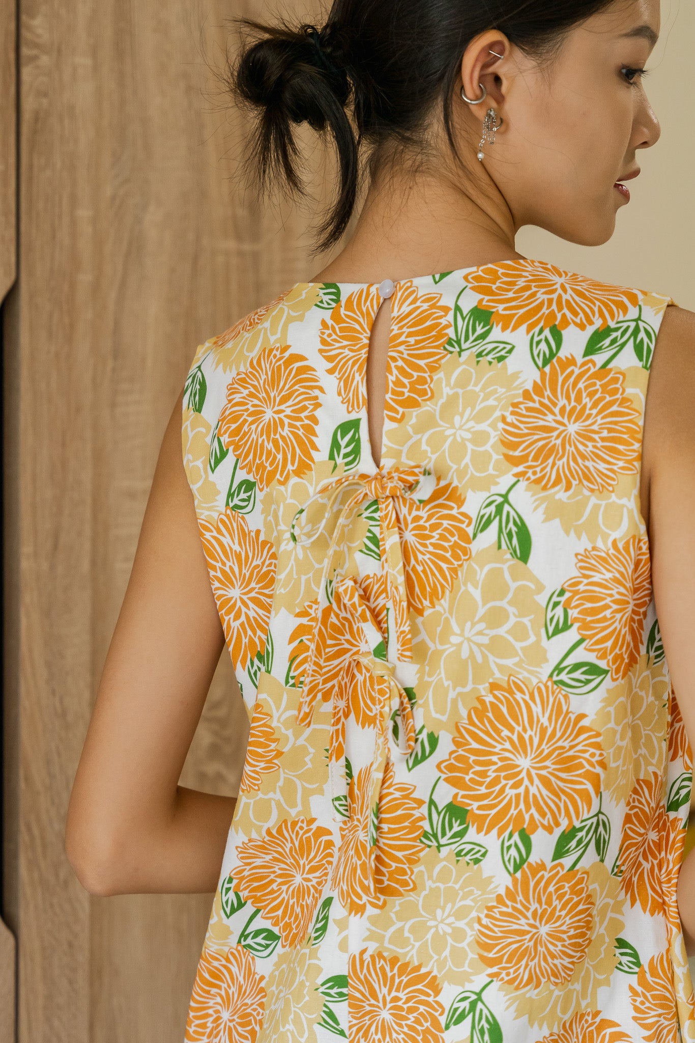 Spring Bloom Sleeveless Linen Dress