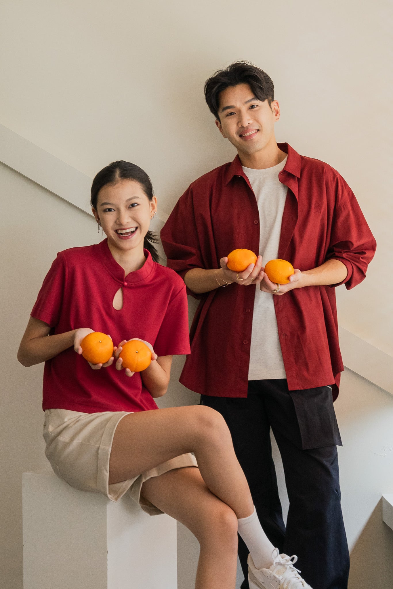 Smiley Logo Oversized Shirt in Wine