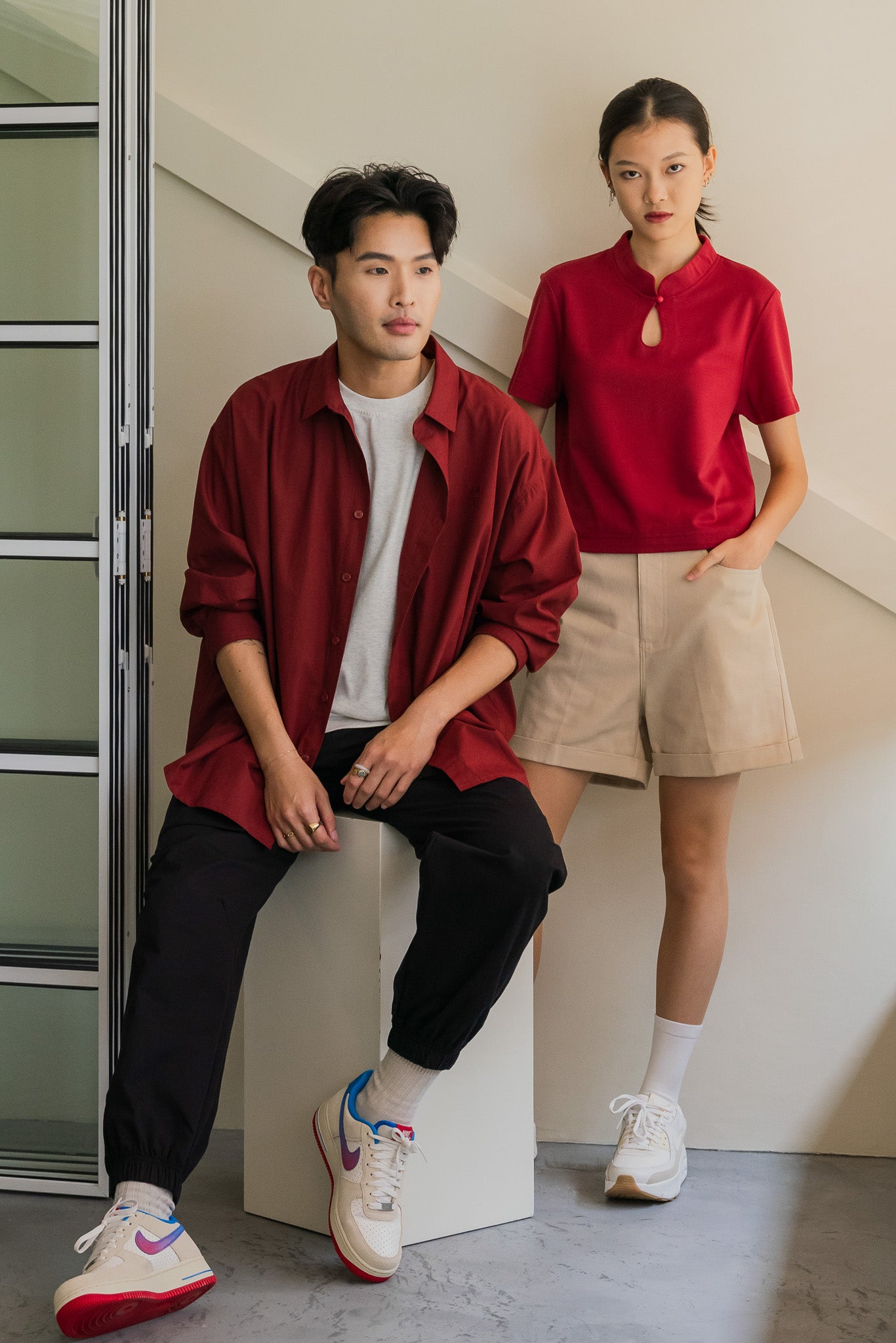 Smiley Logo Oversized Shirt in Wine