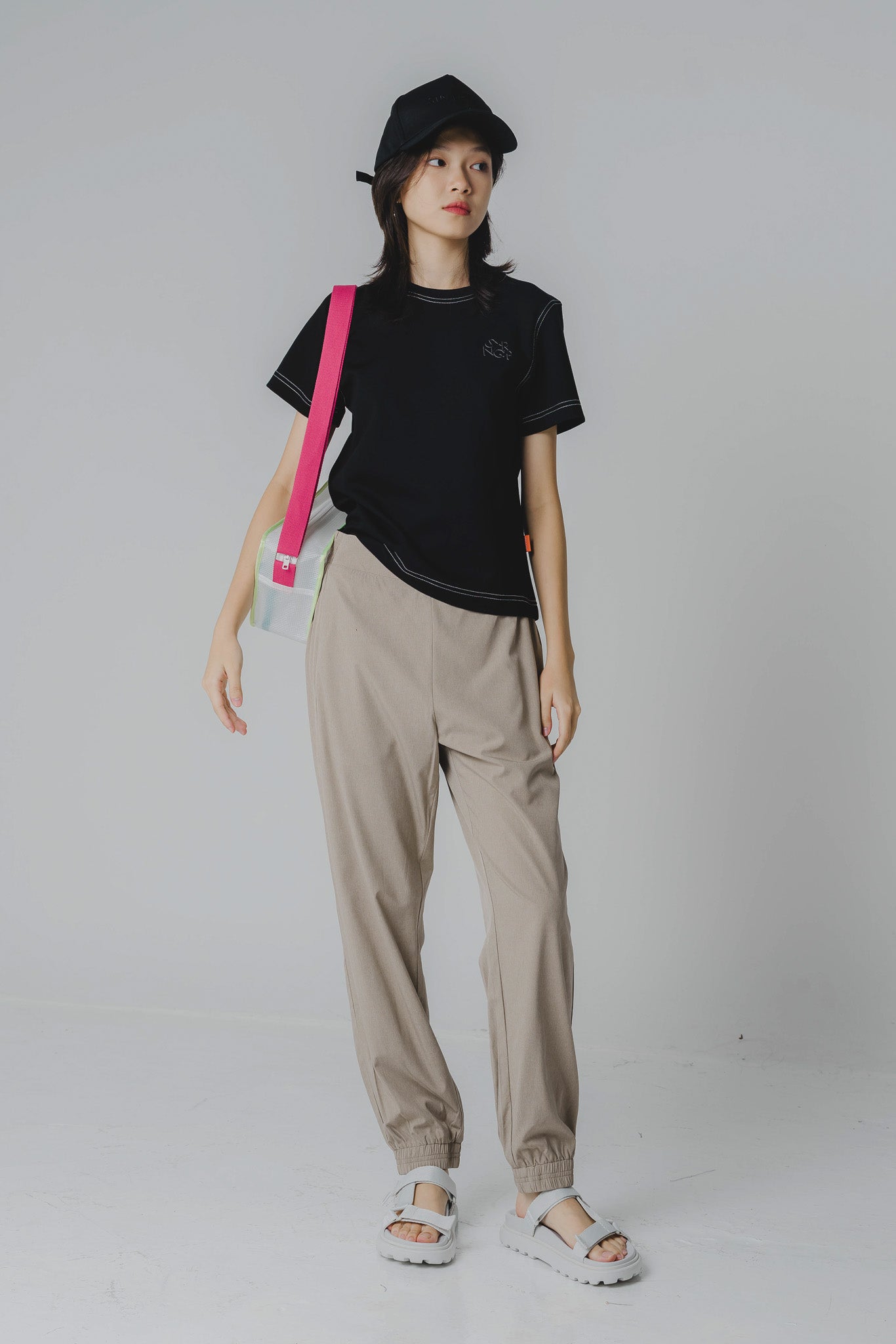 STRNGR Contrast Stitch Tee in Black