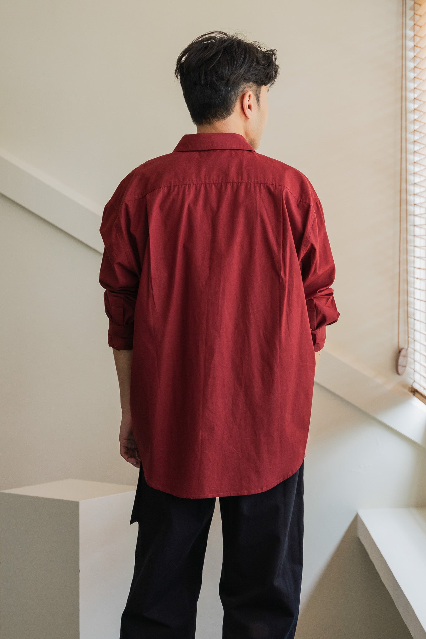 Smiley Logo Oversized Shirt in Wine