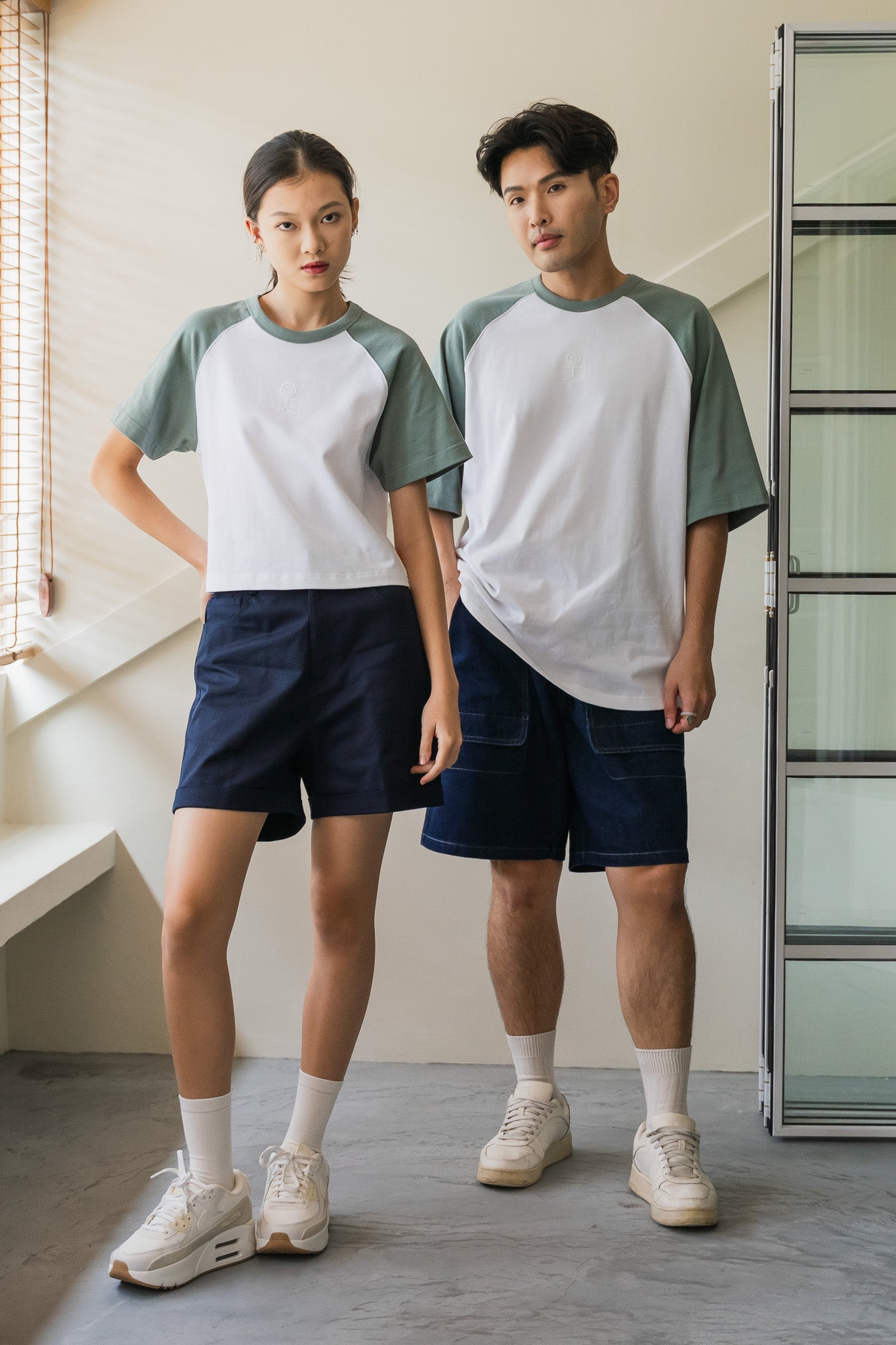 Colour Block Oversized Baseball Tee in Green