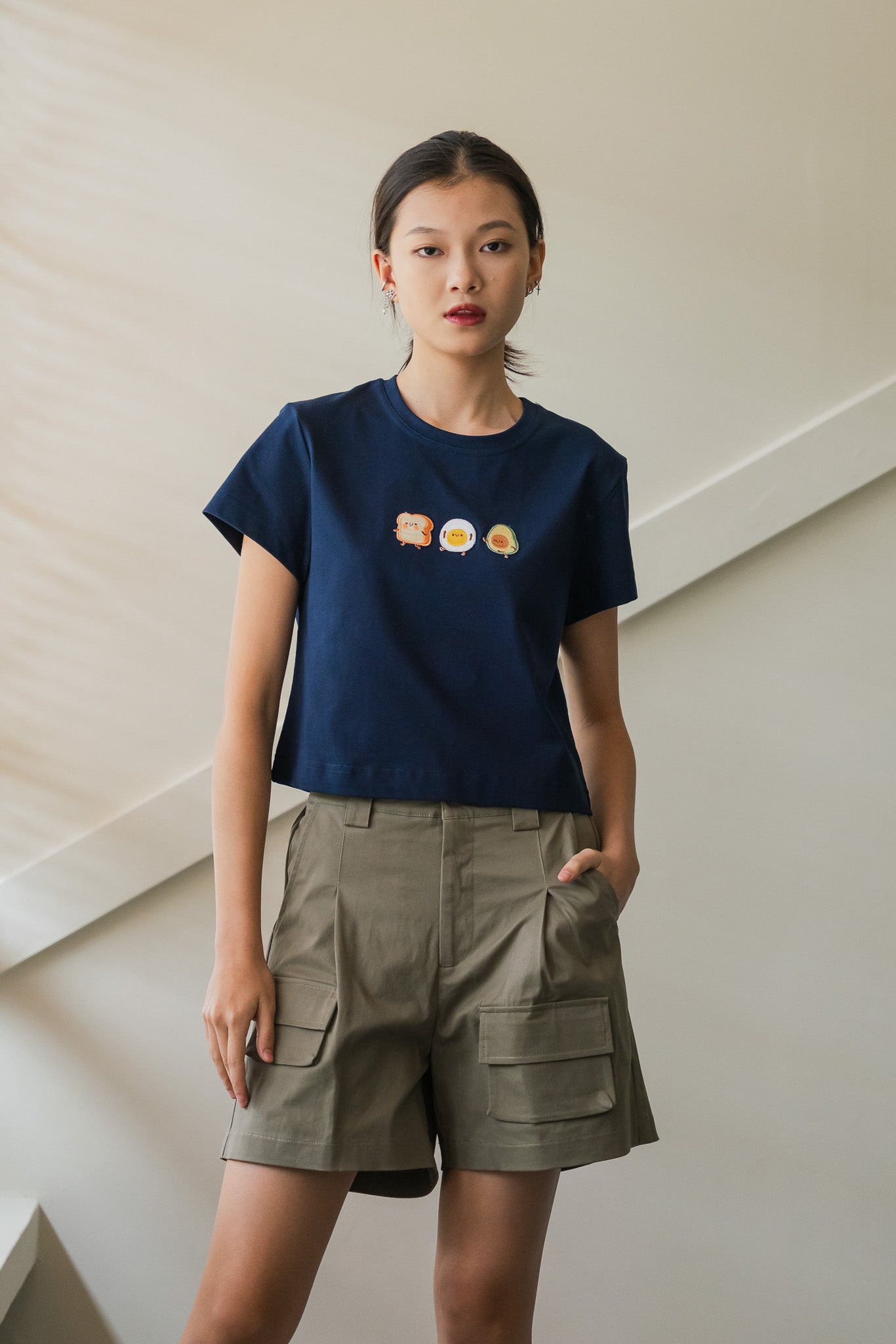 Breakfast Club Cropped Tee in Navy