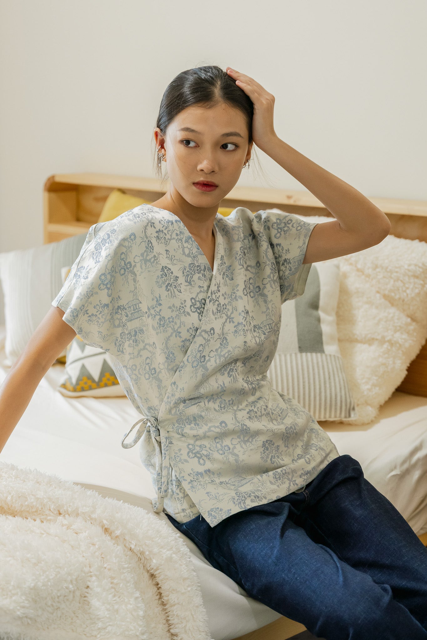 Jacquard Kimono Wrap Top