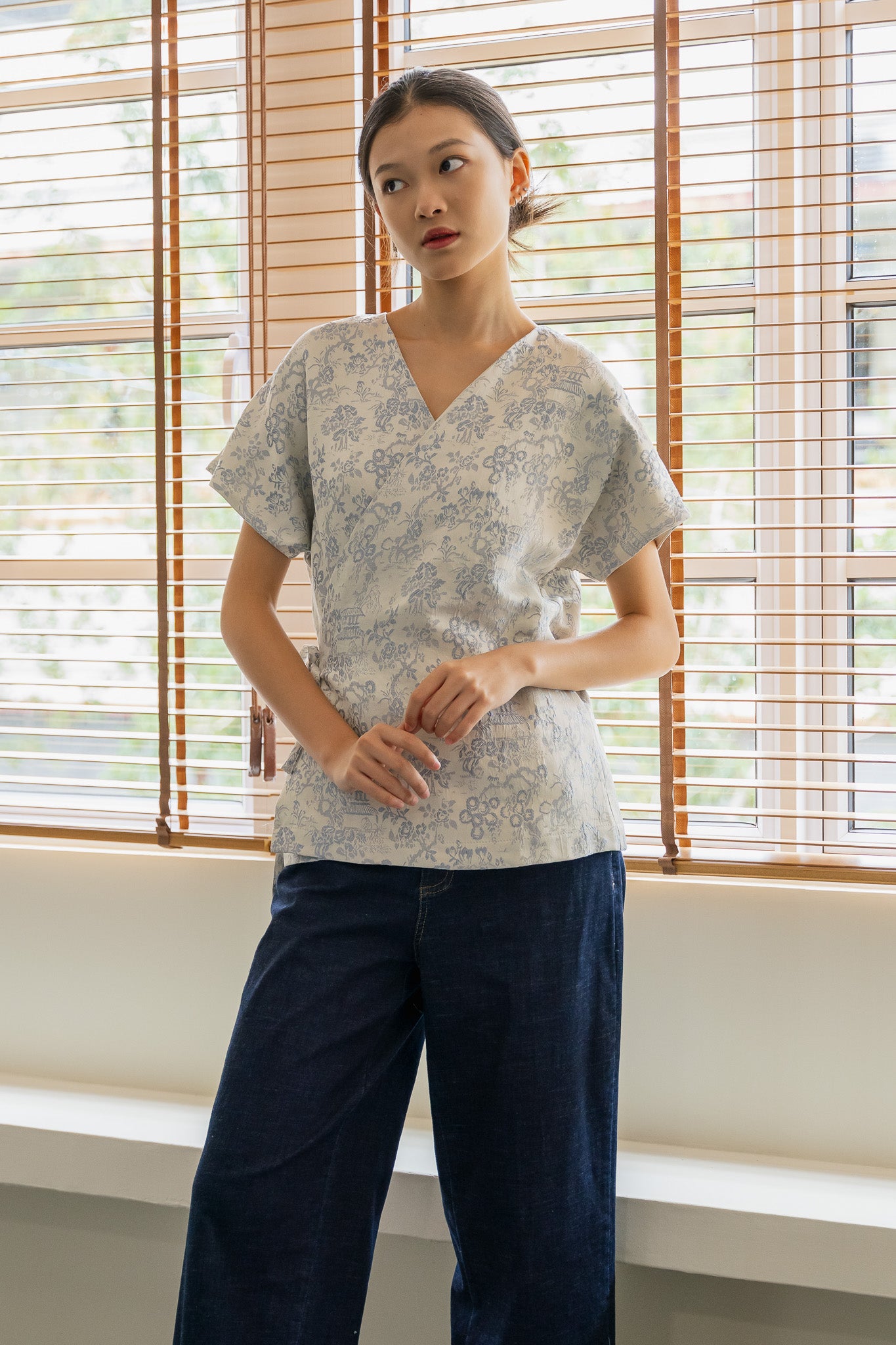 Jacquard Kimono Wrap Top