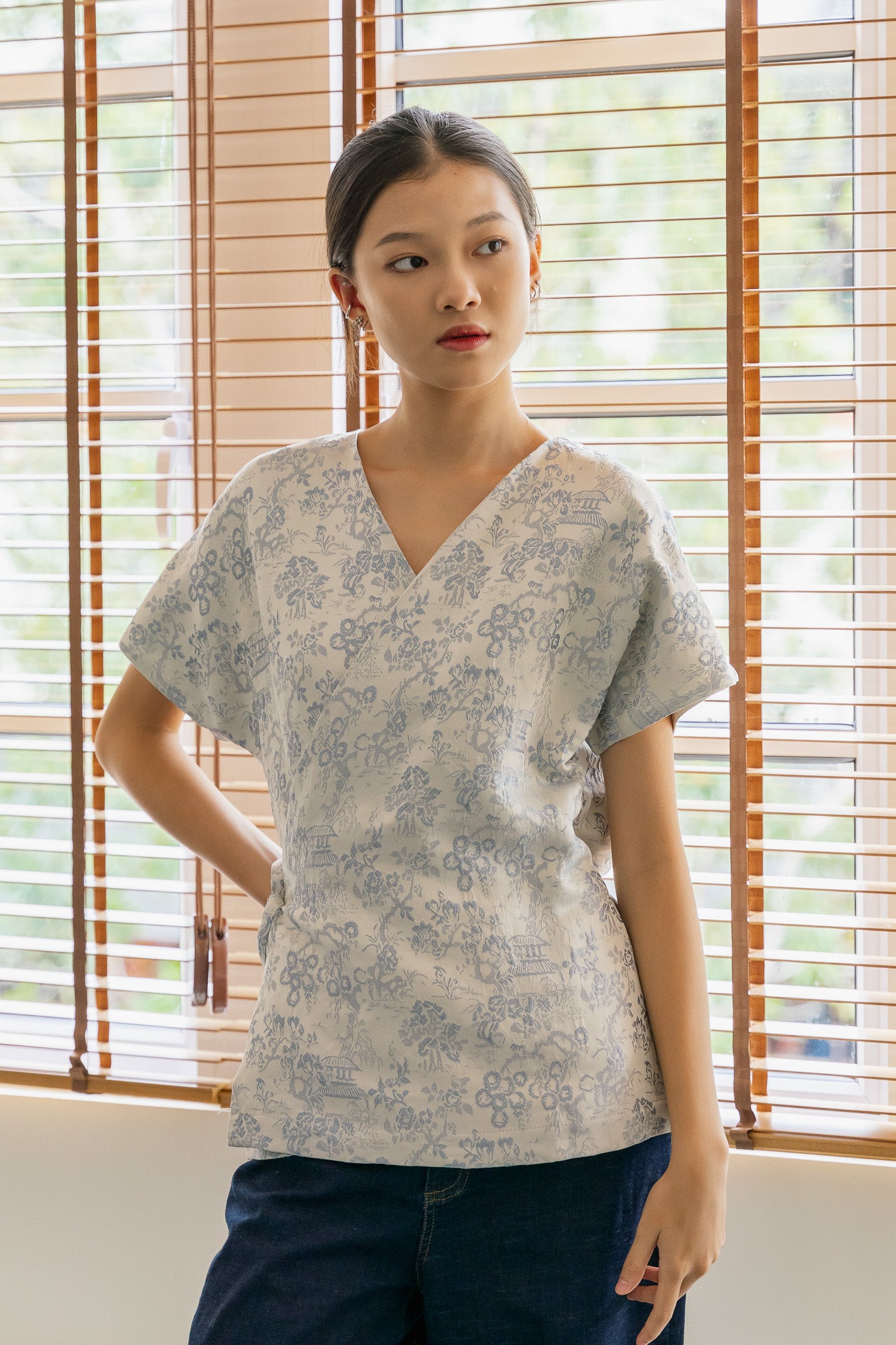 Jacquard Kimono Wrap Top