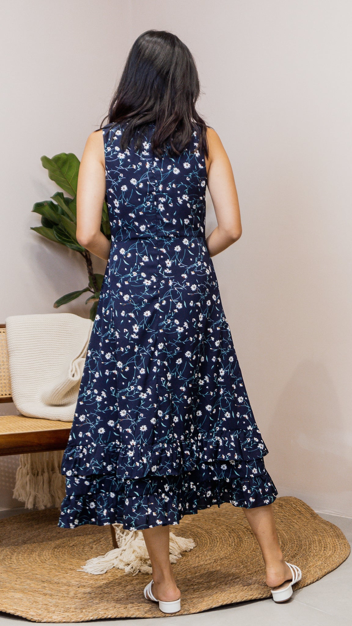 Hope Frill Hem Dress in Dark Blue [ONLINE ONLY]