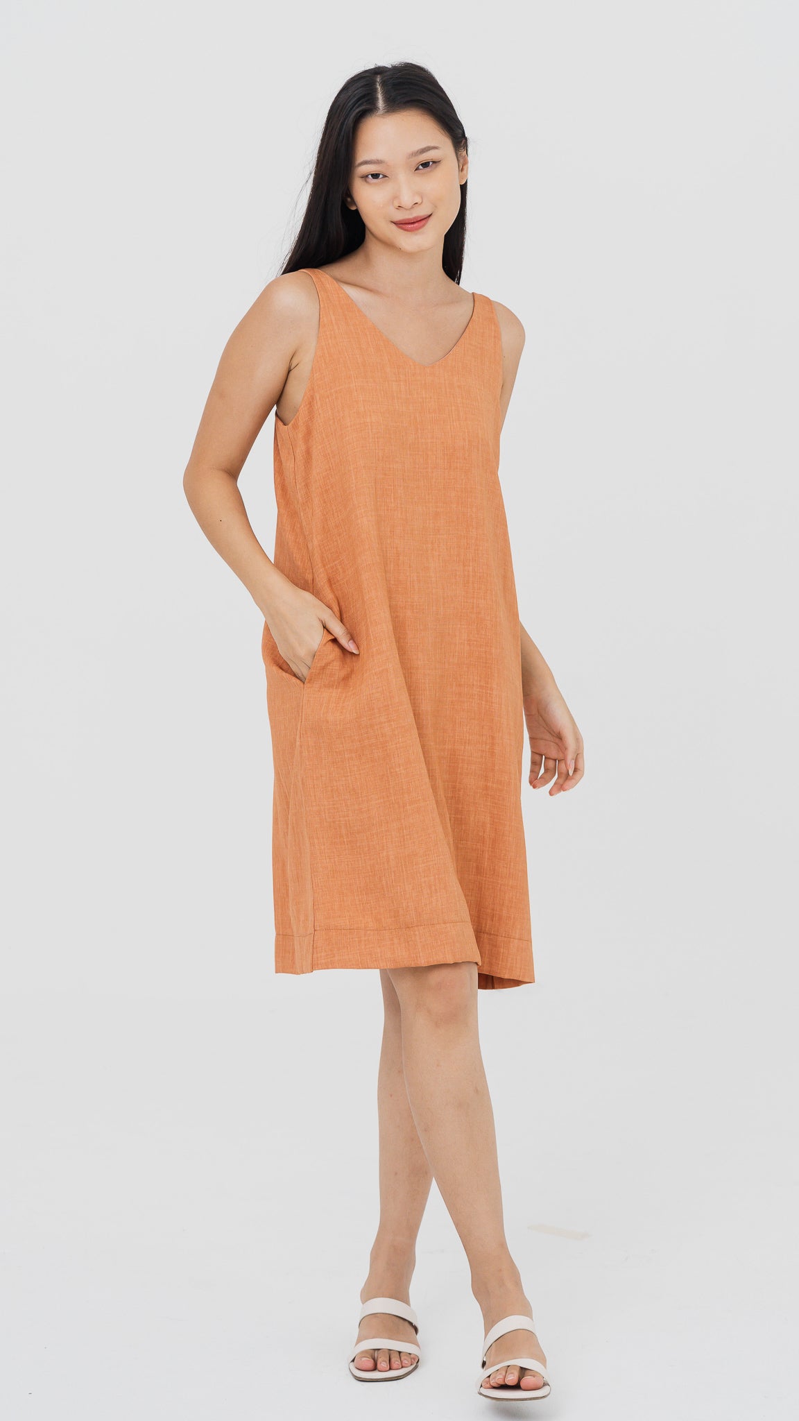 Mica Double Strap Cami Dress in Orange [ONLINE ONLY]