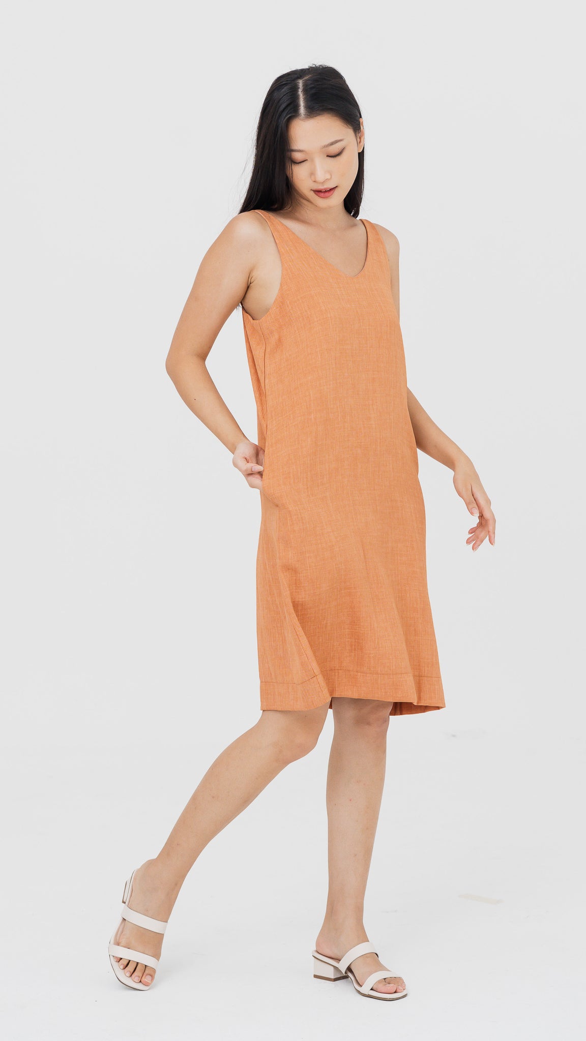 Mica Double Strap Cami Dress in Orange [ONLINE ONLY]
