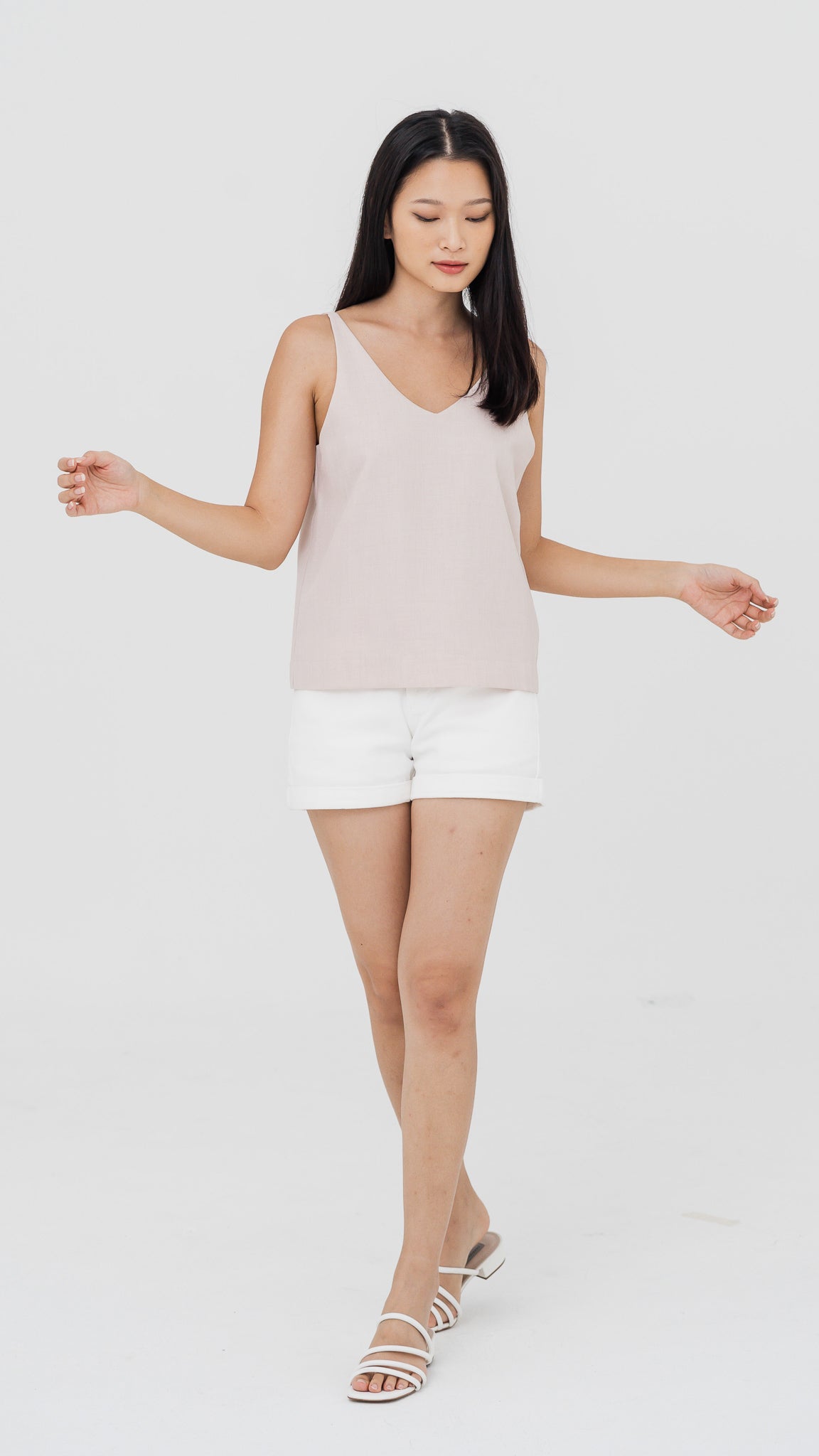 Mica Double Strap Camisole in Beige [ONLINE ONLY]
