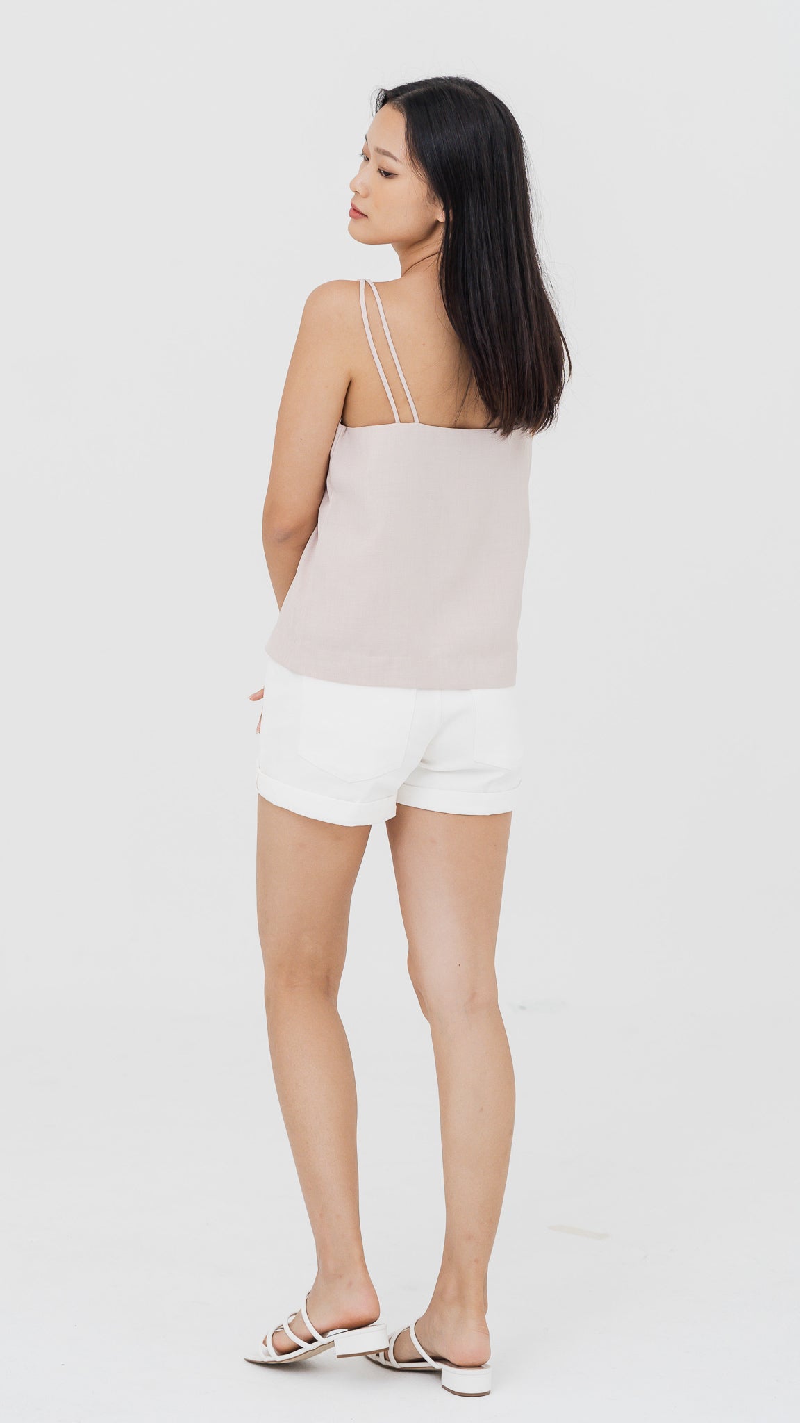Mica Double Strap Camisole in Beige [ONLINE ONLY]