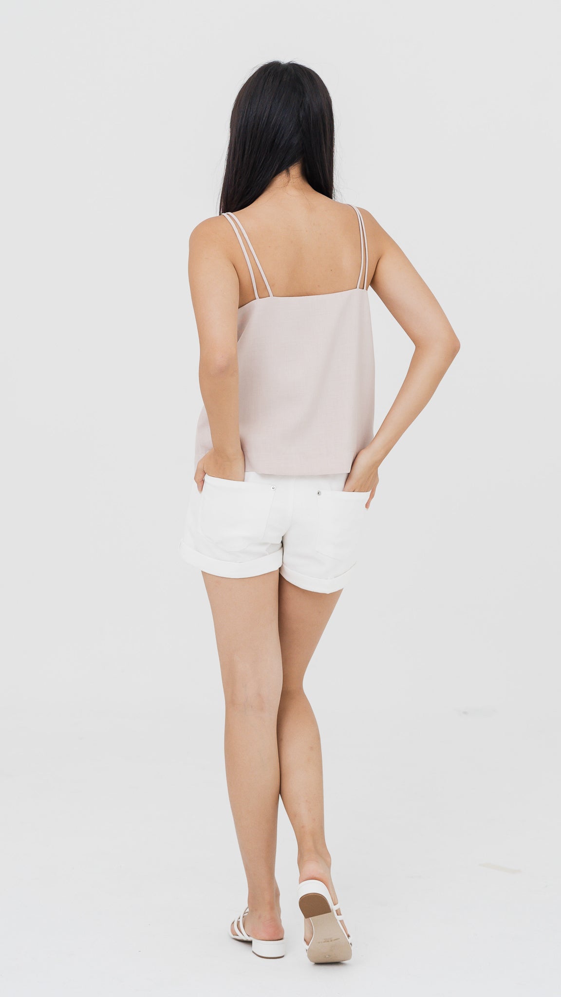 Mica Double Strap Camisole in Beige [ONLINE ONLY]