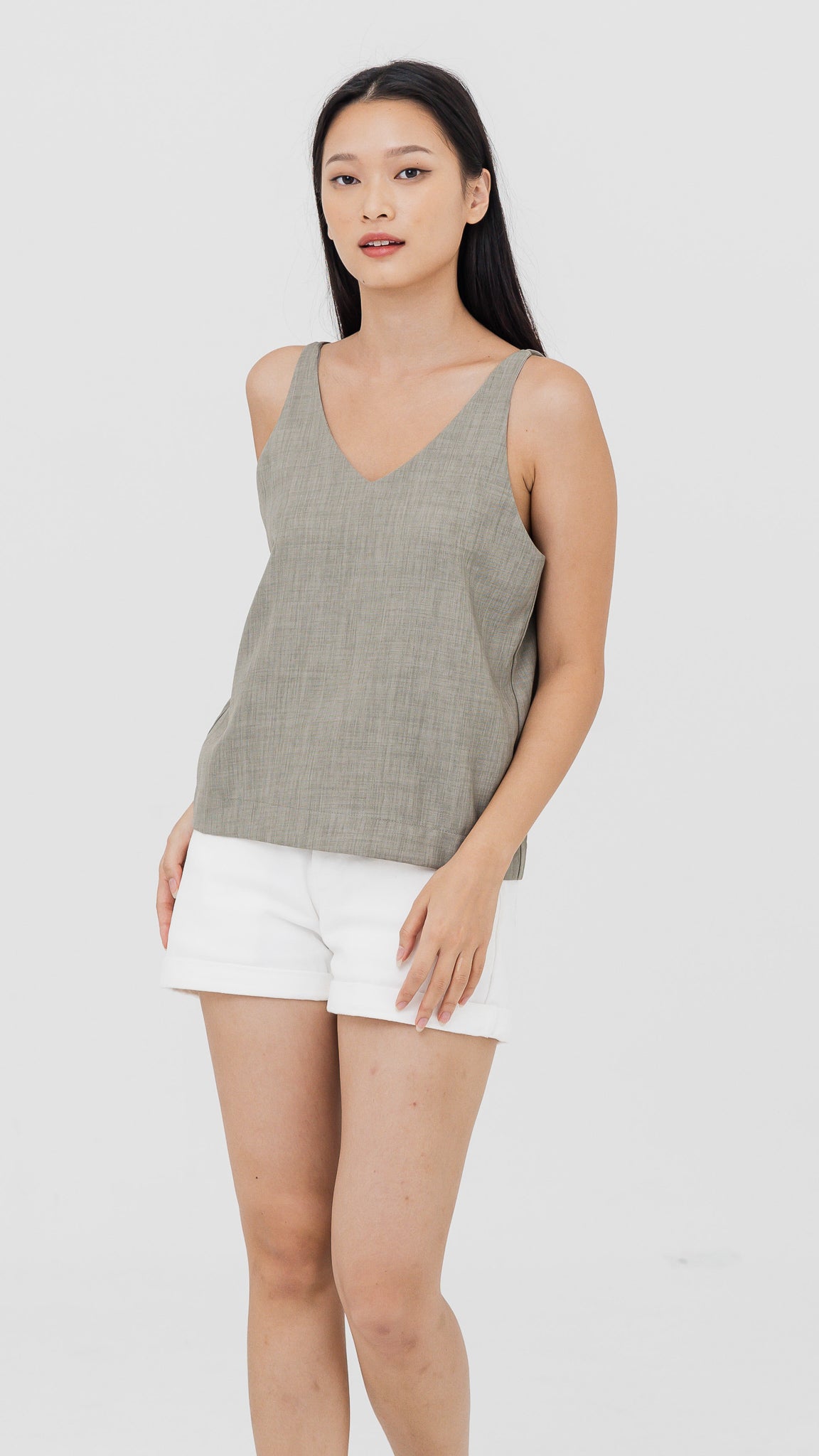 Mica Double Strap Camisole in Green [ONLINE ONLY]
