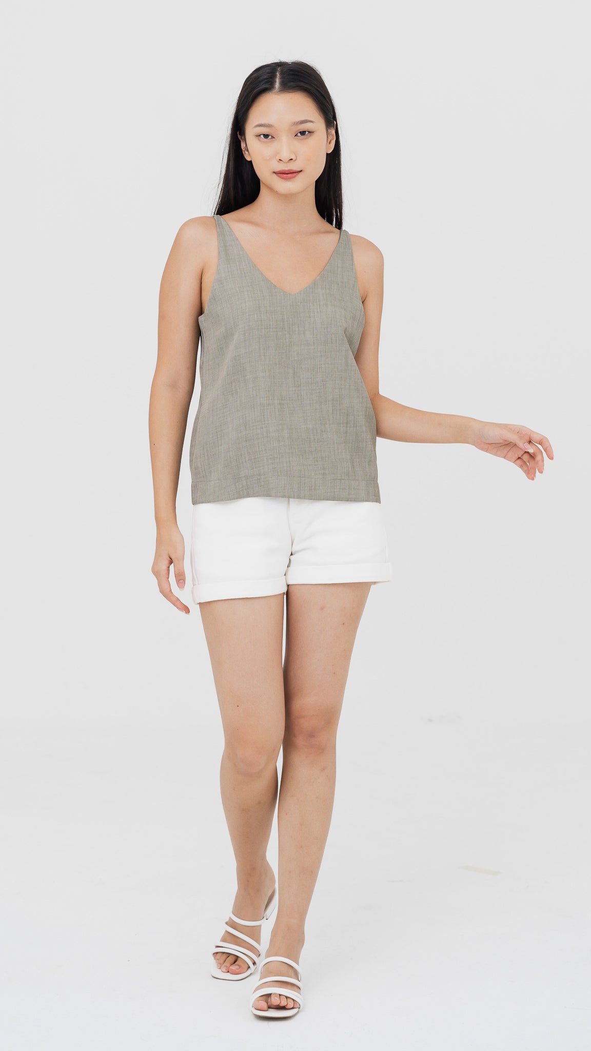 Mica Double Strap Camisole in Green [ONLINE ONLY]