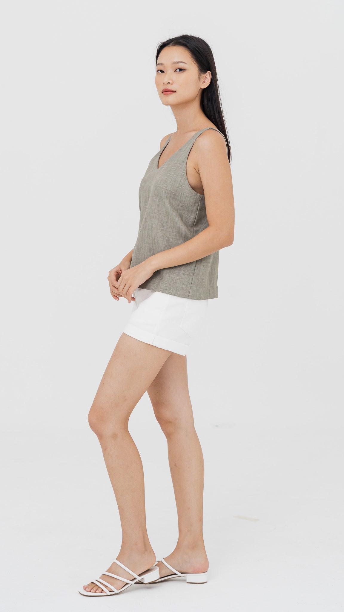 Mica Double Strap Camisole in Green [ONLINE ONLY]