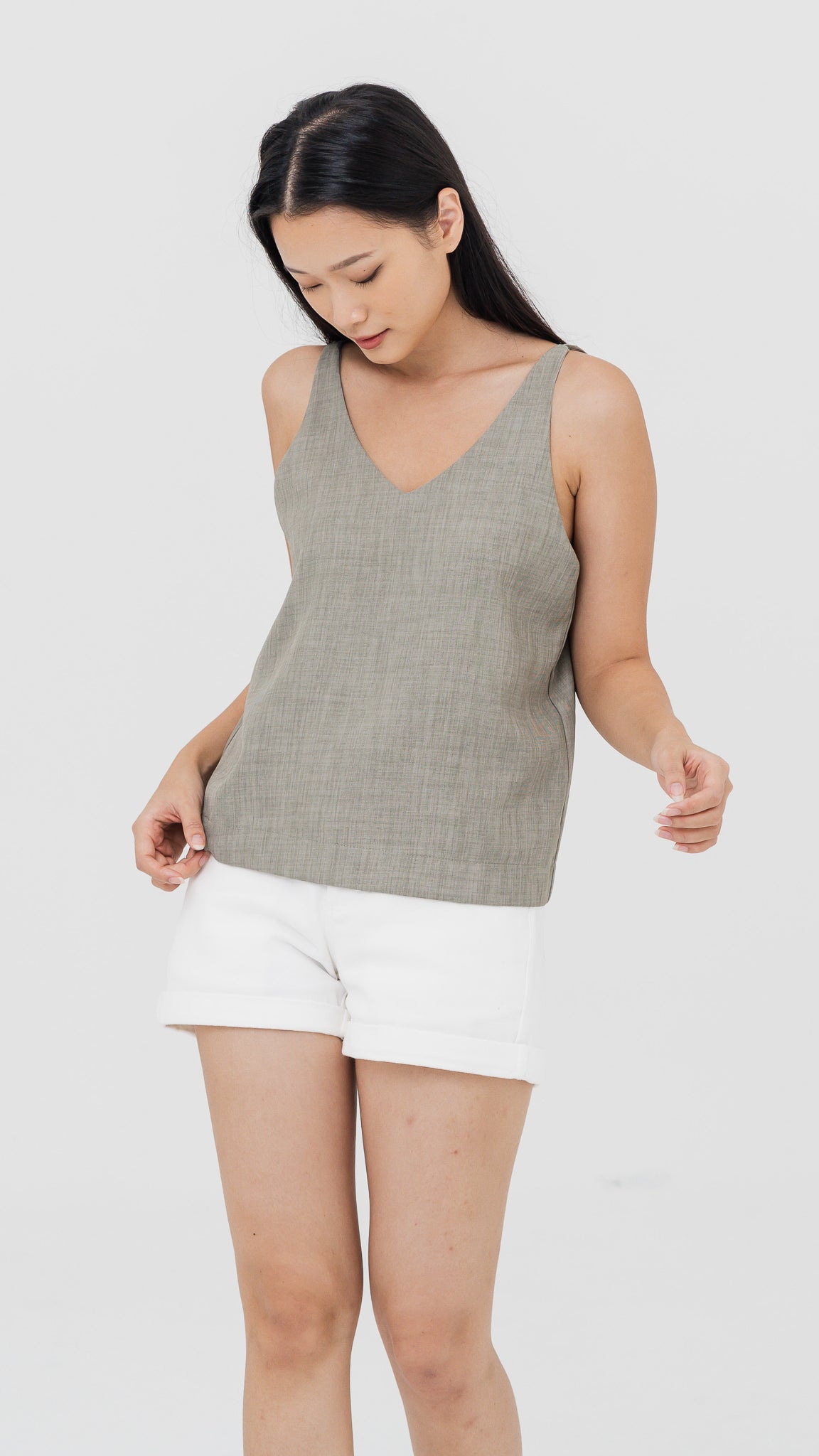 Mica Double Strap Camisole in Green [ONLINE ONLY]