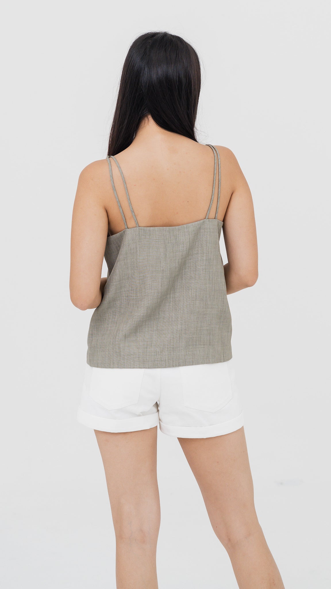 Mica Double Strap Camisole in Green [ONLINE ONLY]