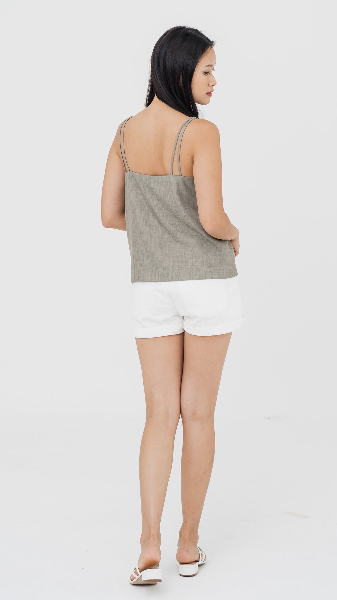 Mica Double Strap Camisole in Green [ONLINE ONLY]