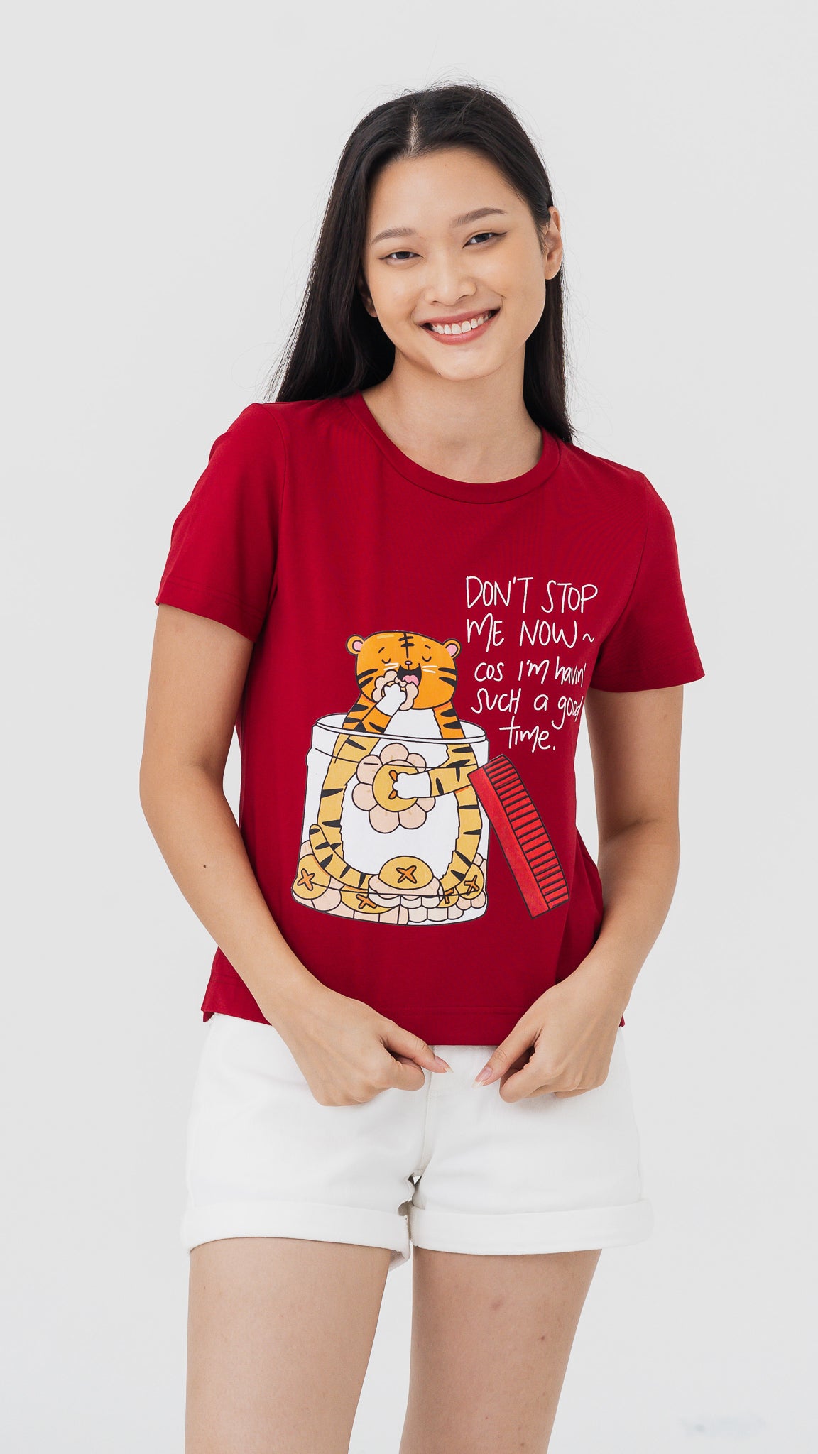 Pineapple Tart Tiger Women's Tee in Red [ONLINE ONLY]