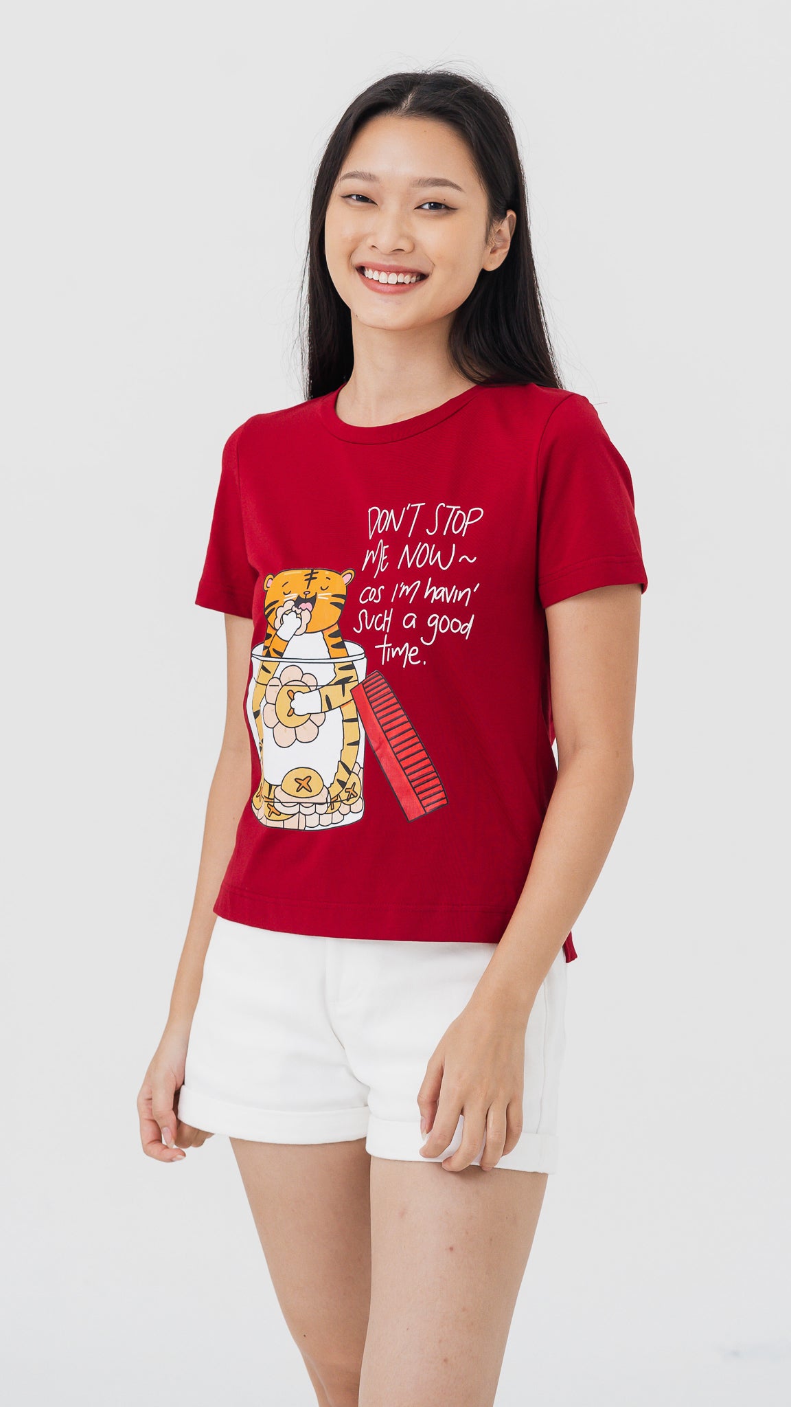 Pineapple Tart Tiger Women's Tee in Red [ONLINE ONLY]