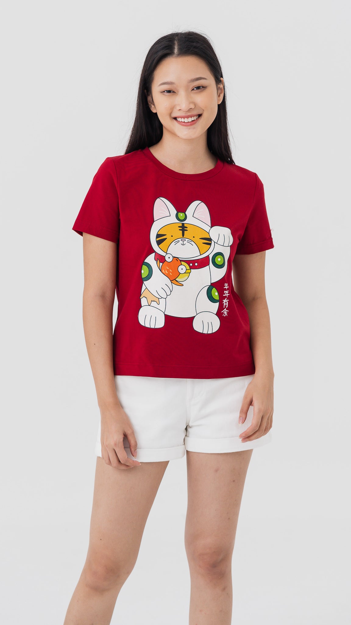 Fortune Tiger Women's Tee in Red [ONLINE ONLY]