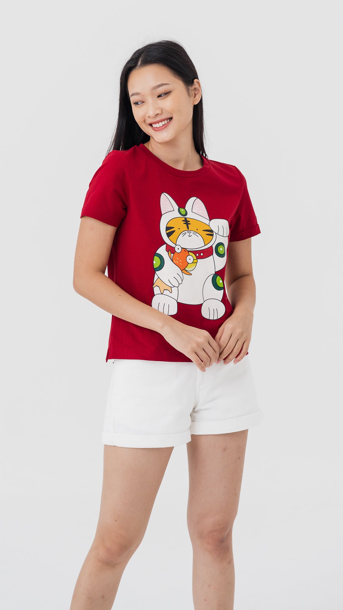 Fortune Tiger Women's Tee in Red [ONLINE ONLY]