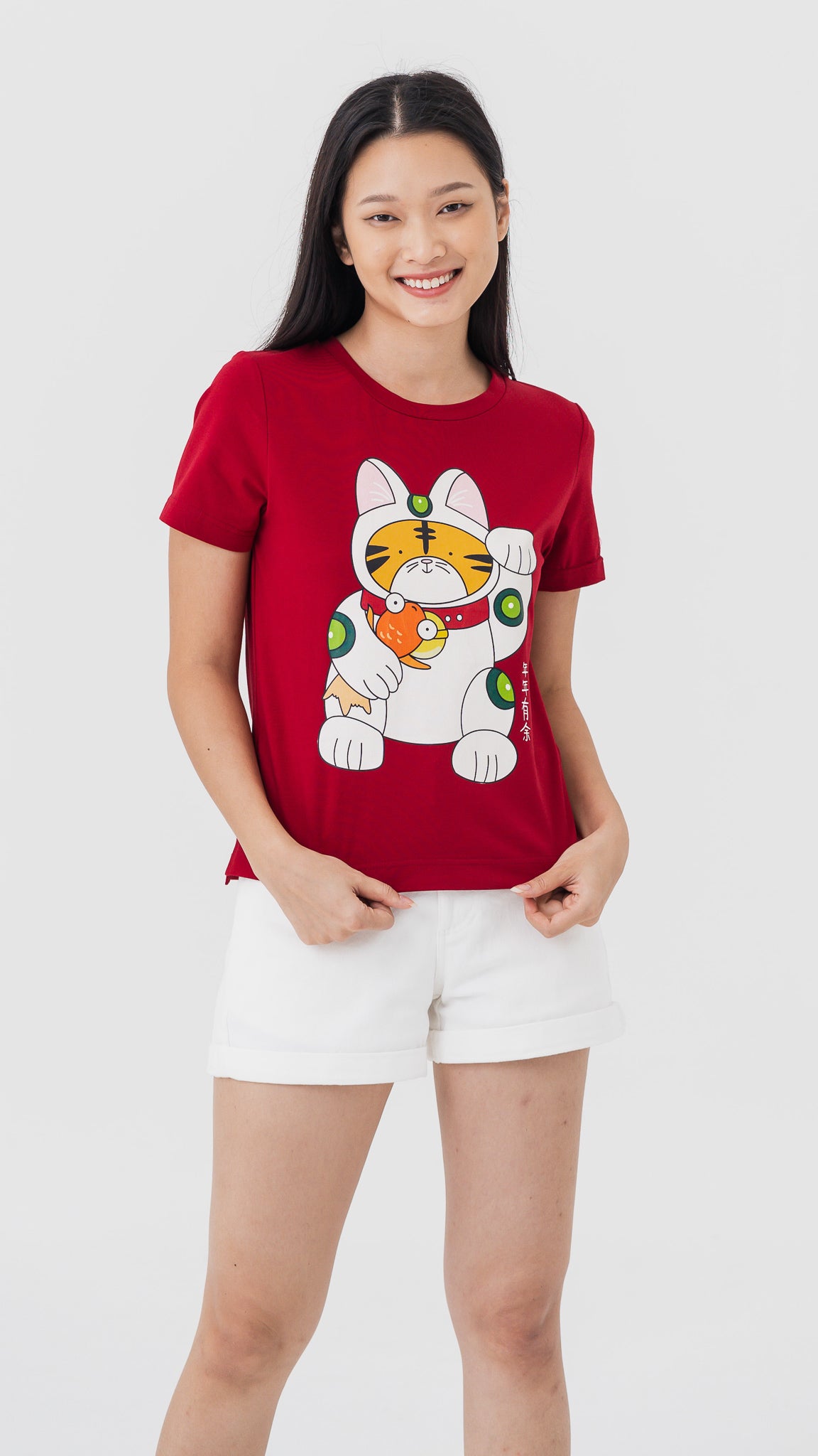 Fortune Tiger Women's Tee in Red [ONLINE ONLY]