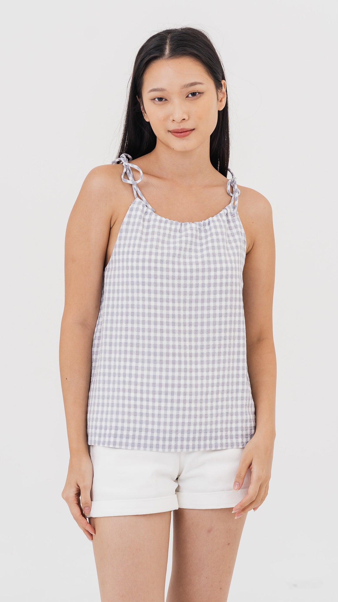 Natalia Halter Gingham Blouse in Lilac [ONLINE ONLY]