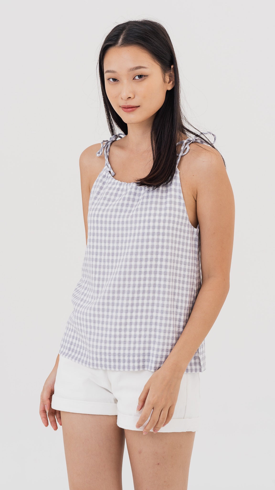 Natalia Halter Gingham Blouse in Lilac [ONLINE ONLY]