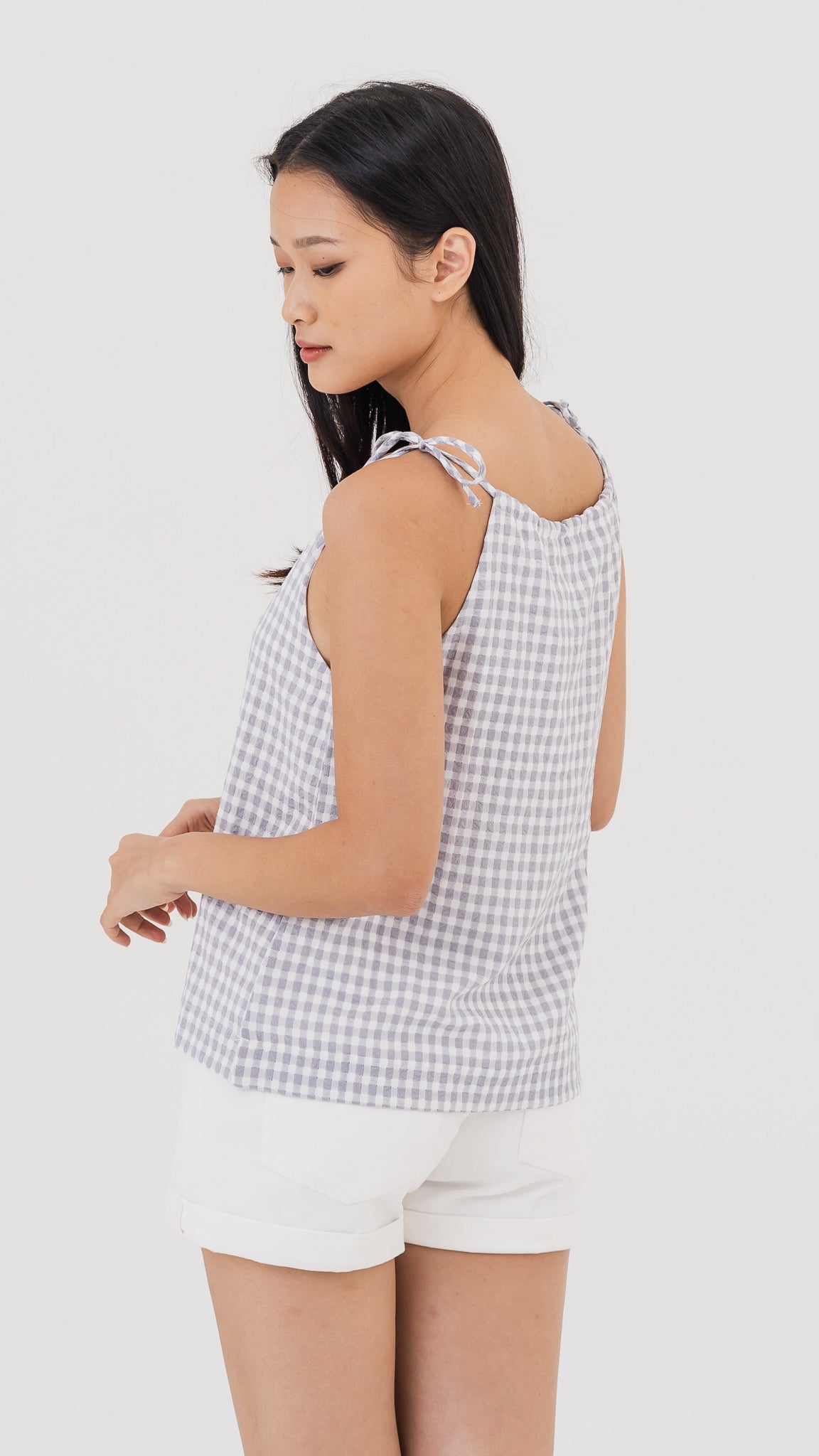 Natalia Halter Gingham Blouse in Lilac [ONLINE ONLY]