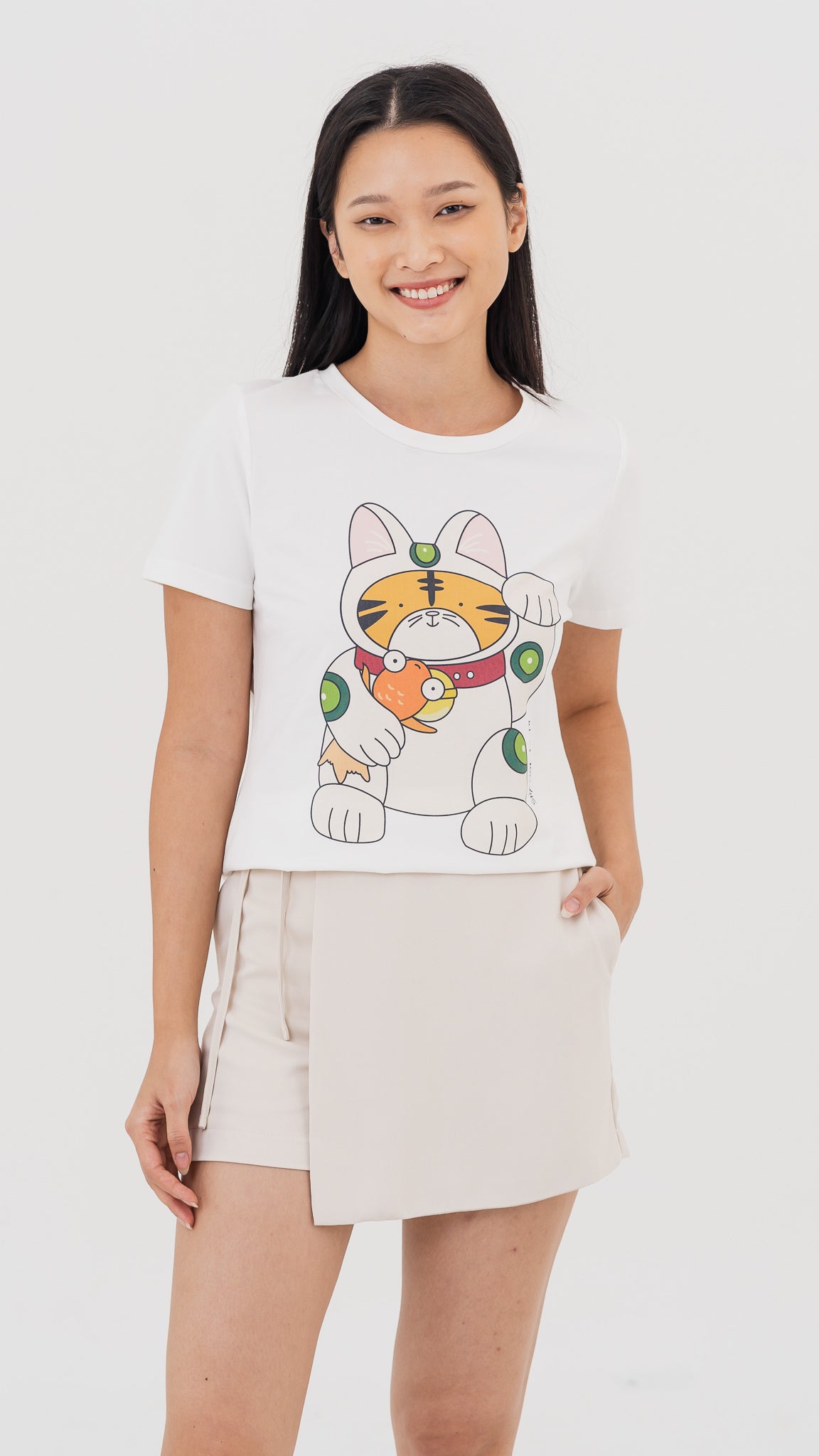 Fortune Tiger Women's Tee in White [ONLINE ONLY]