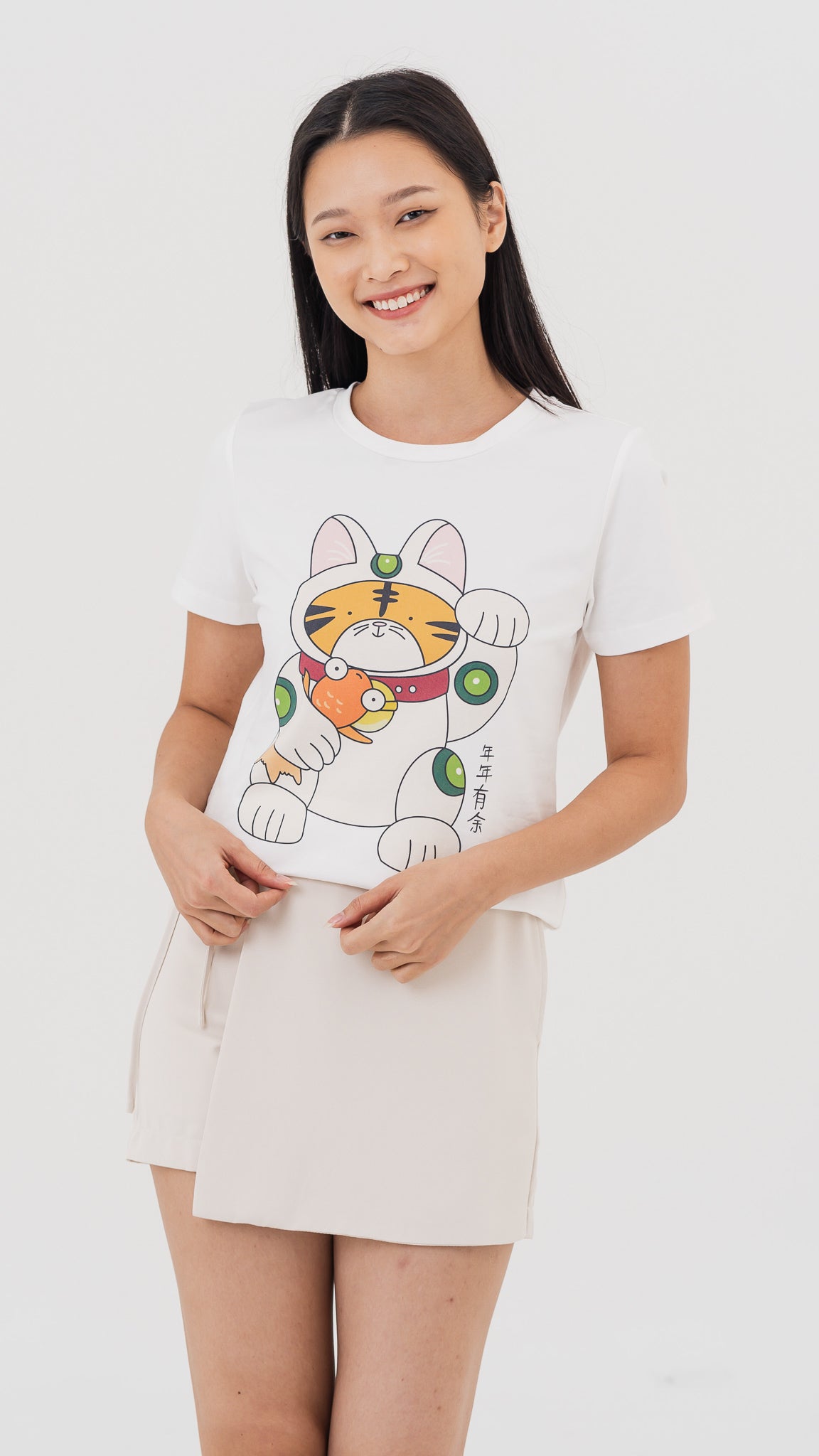 Fortune Tiger Women's Tee in White [ONLINE ONLY]