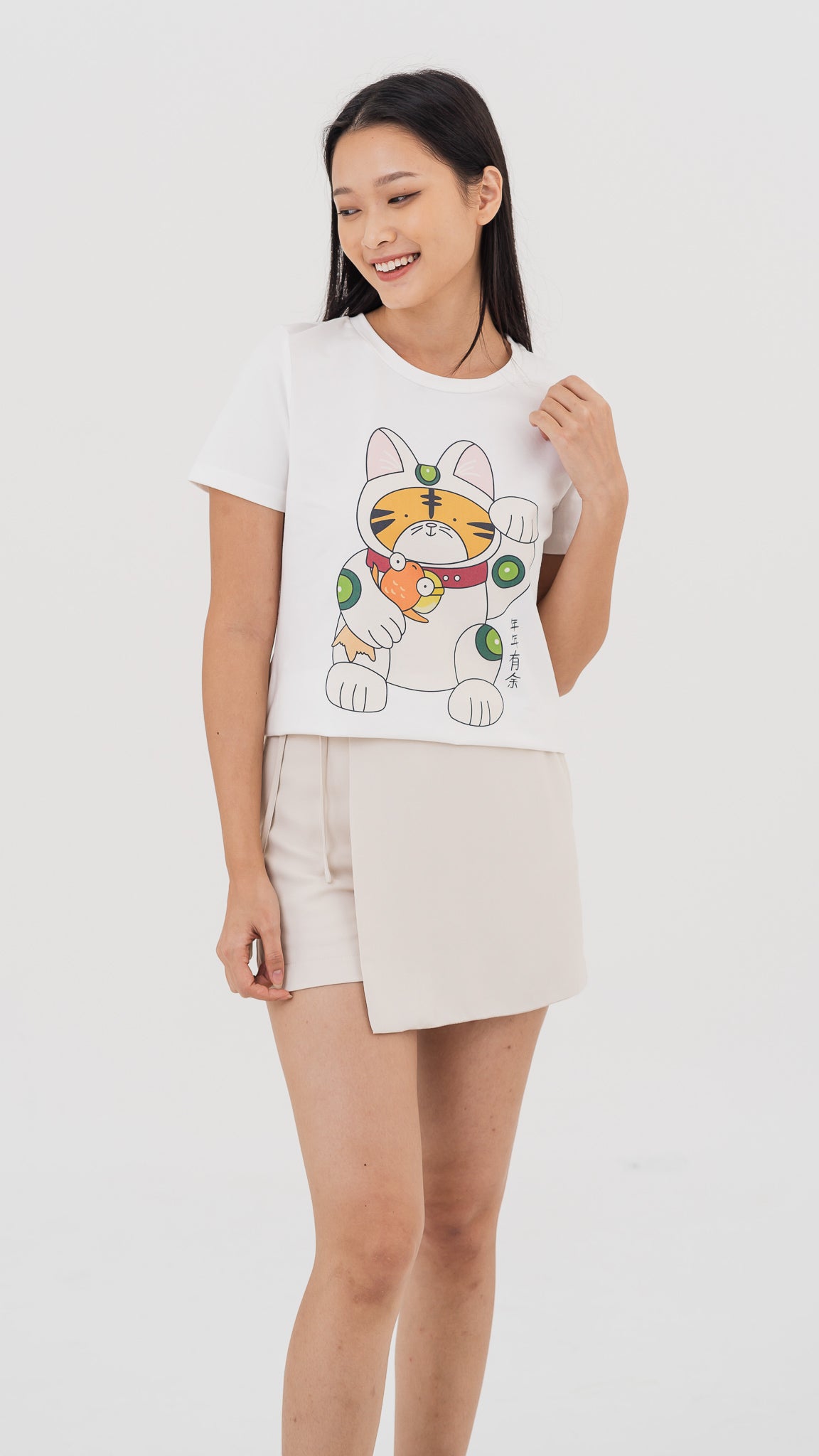 Fortune Tiger Women's Tee in White [ONLINE ONLY]