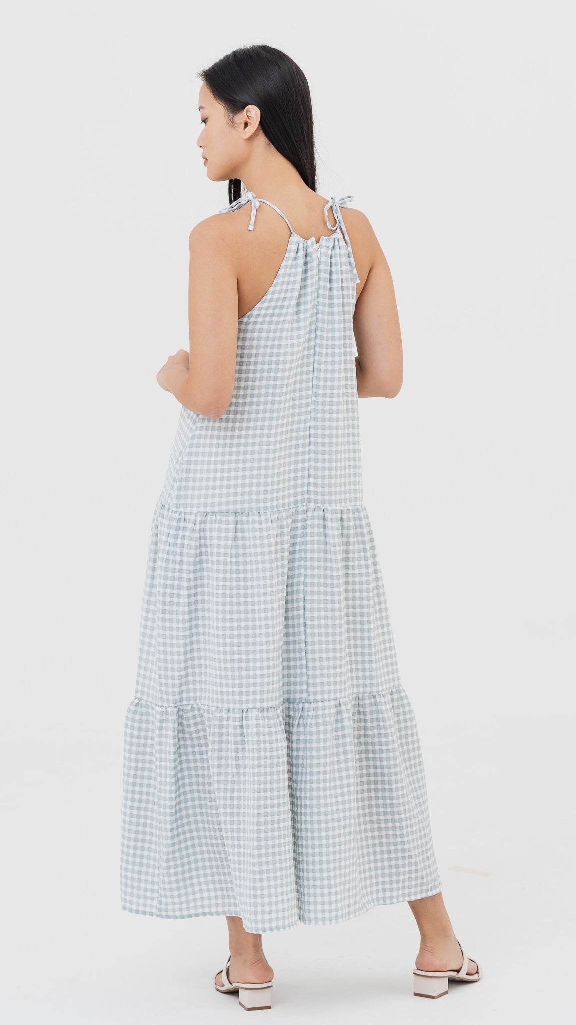 Natalia Halter Gingham Maxi Dress in Sage [ONLINE ONLY]