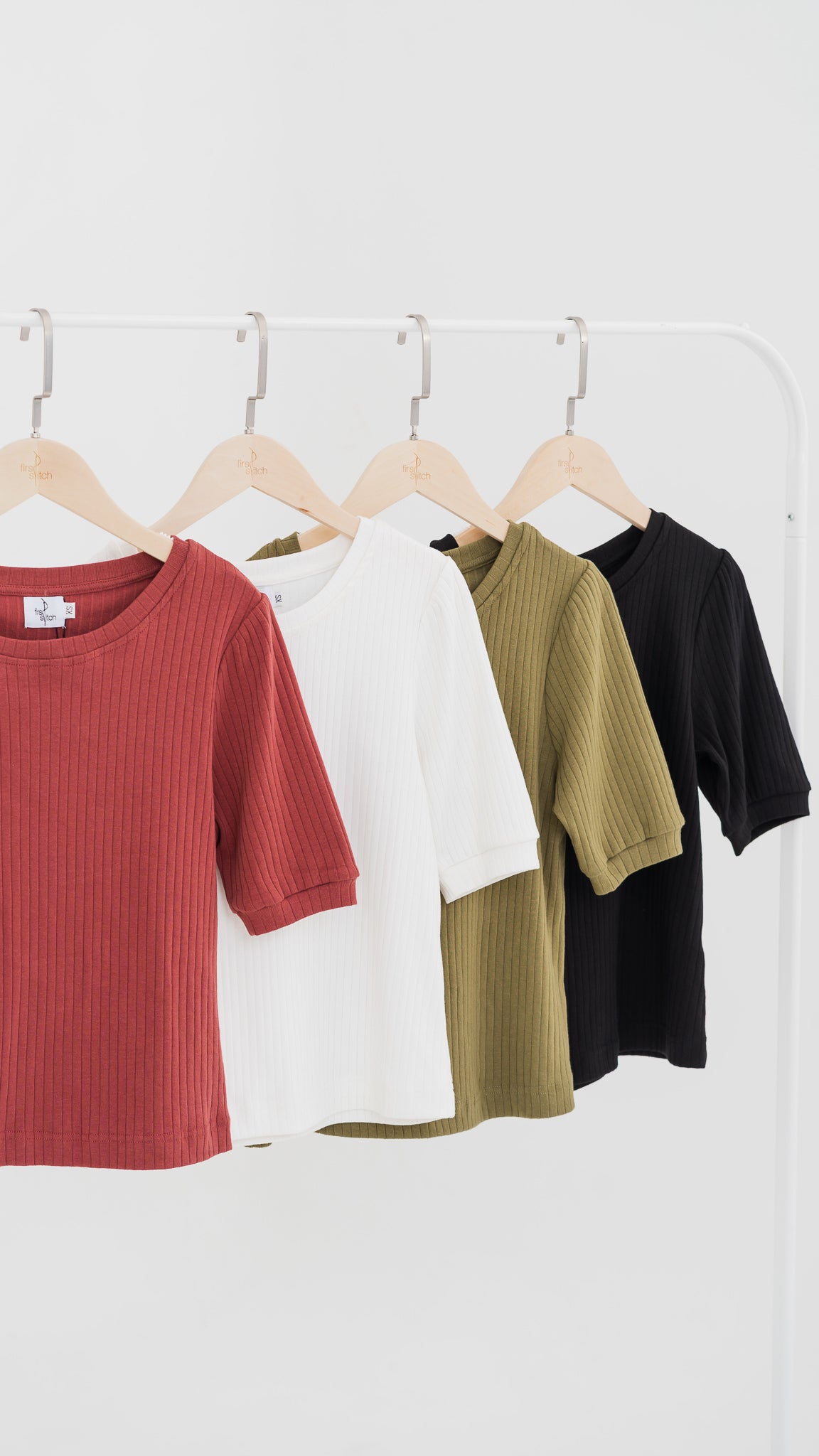 Kyla Puff Sleeve Ribbed Blouse in Army Green [ONLINE ONLY]