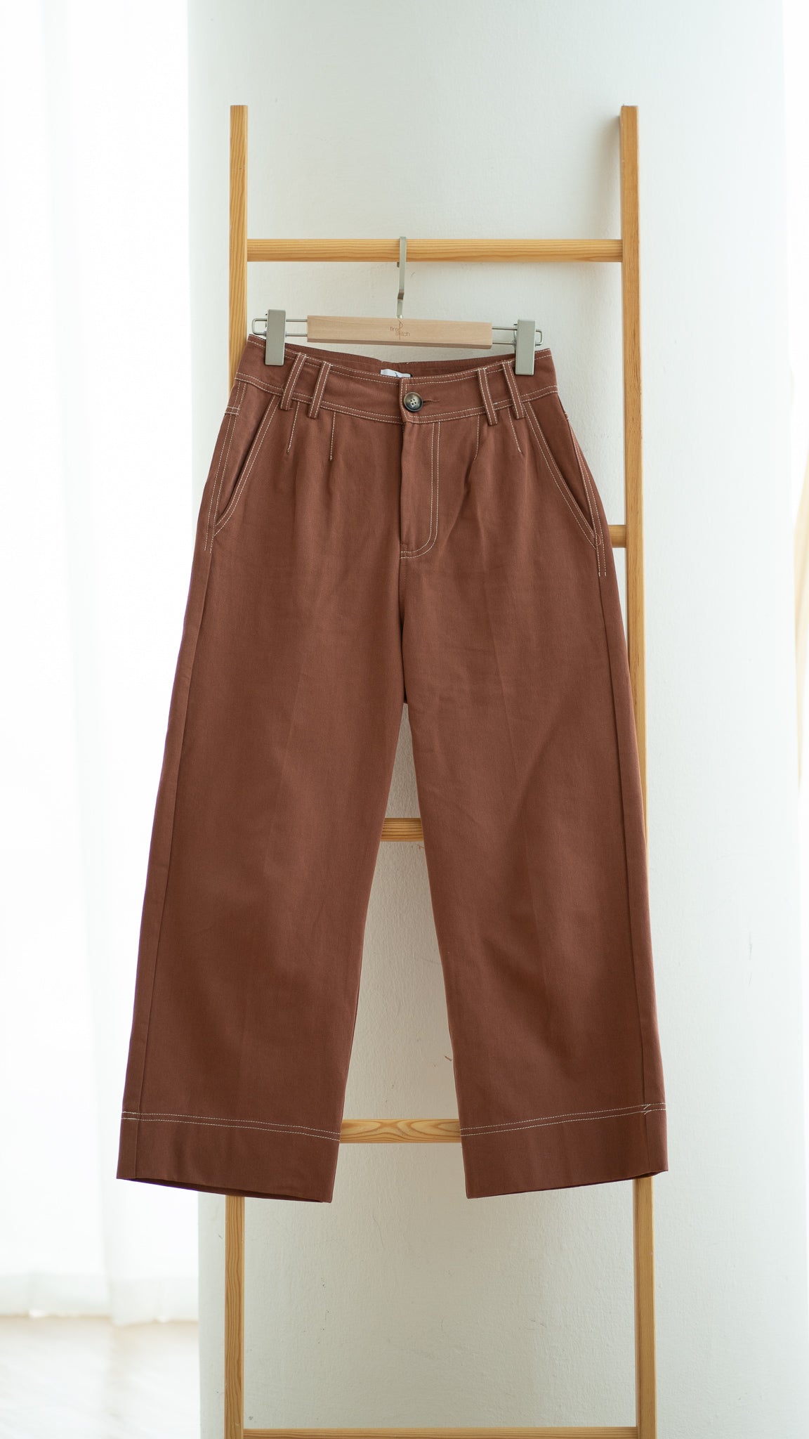 Cayden Contrast Stitch Pants in Mulberry [ONLINE ONLY]