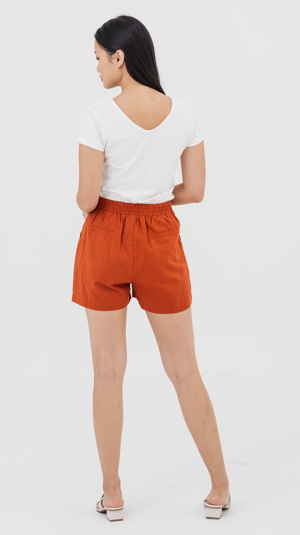 Jordan Linen Shorts in Rust