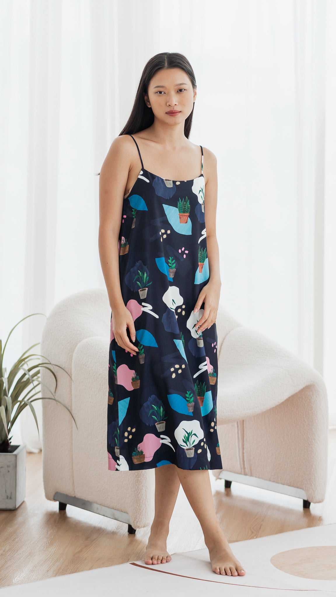 House Plants Two-way Midi Dress in Blue [ONLINE ONLY]