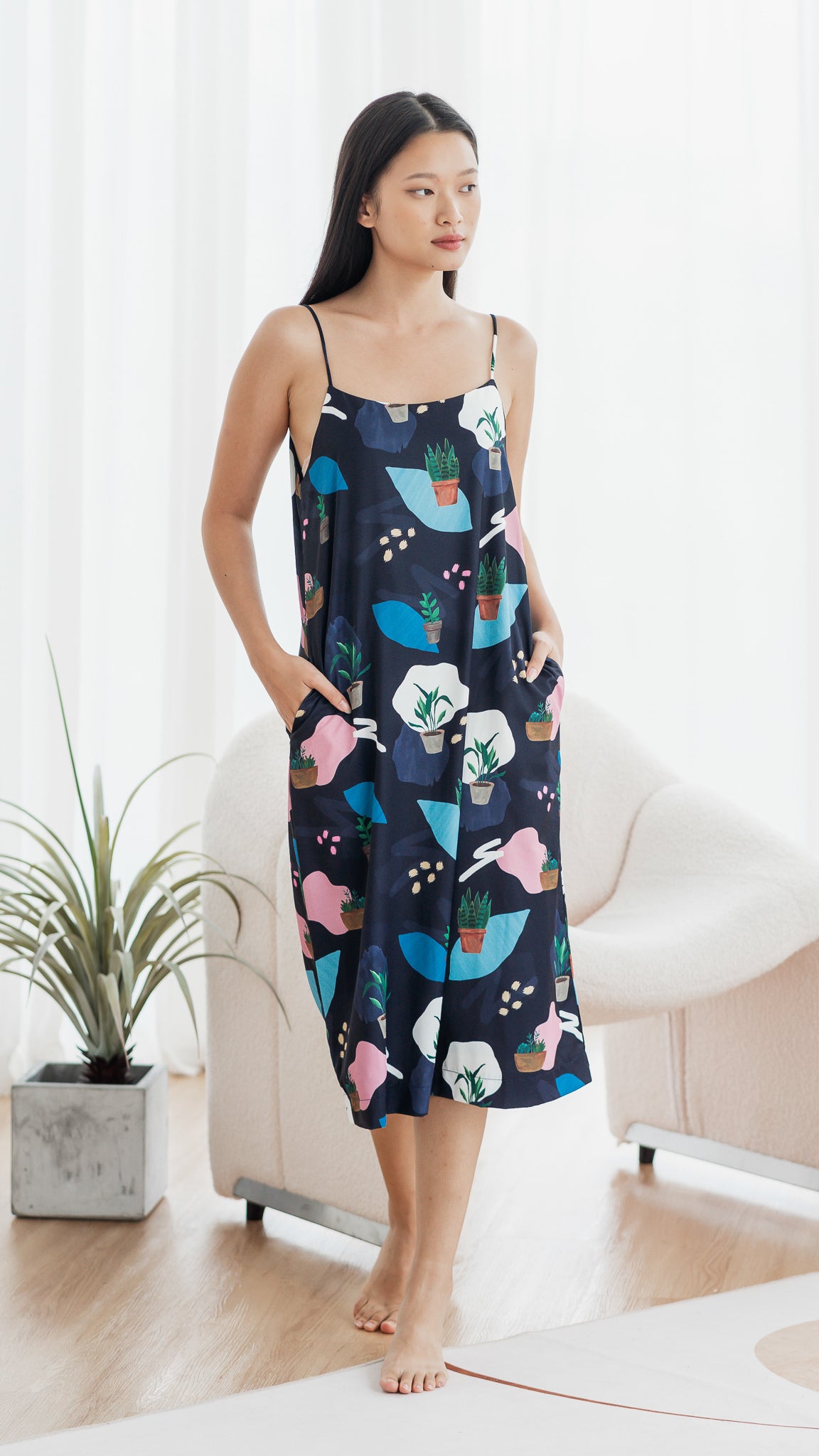 House Plants Two-way Midi Dress in Blue [ONLINE ONLY]