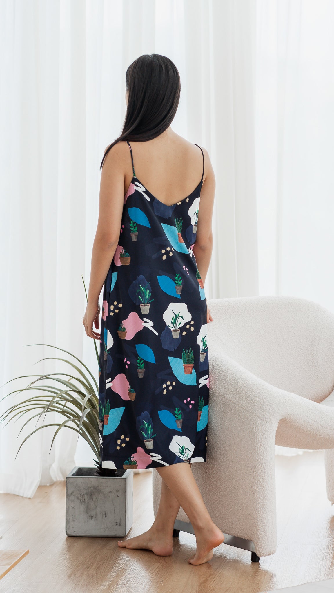 House Plants Two-way Midi Dress in Blue [ONLINE ONLY]
