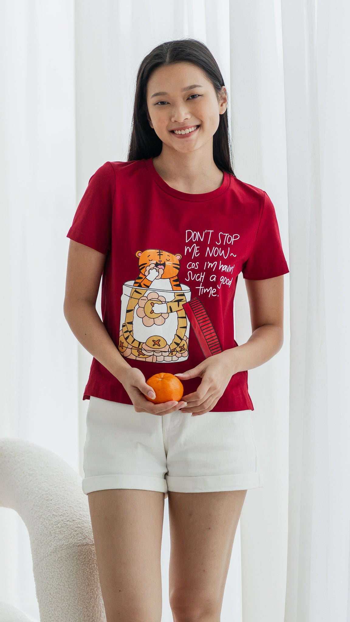 Pineapple Tart Tiger Women's Tee in Red [ONLINE ONLY]