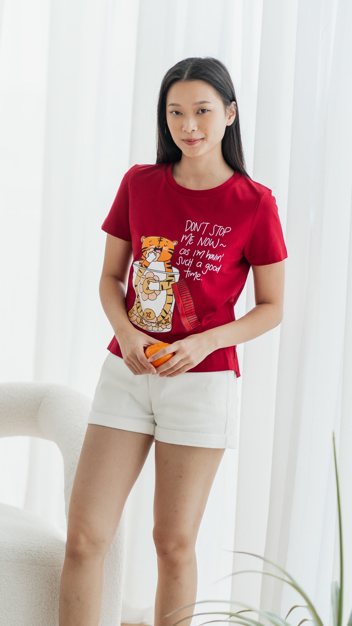 Pineapple Tart Tiger Women's Tee in Red [ONLINE ONLY]