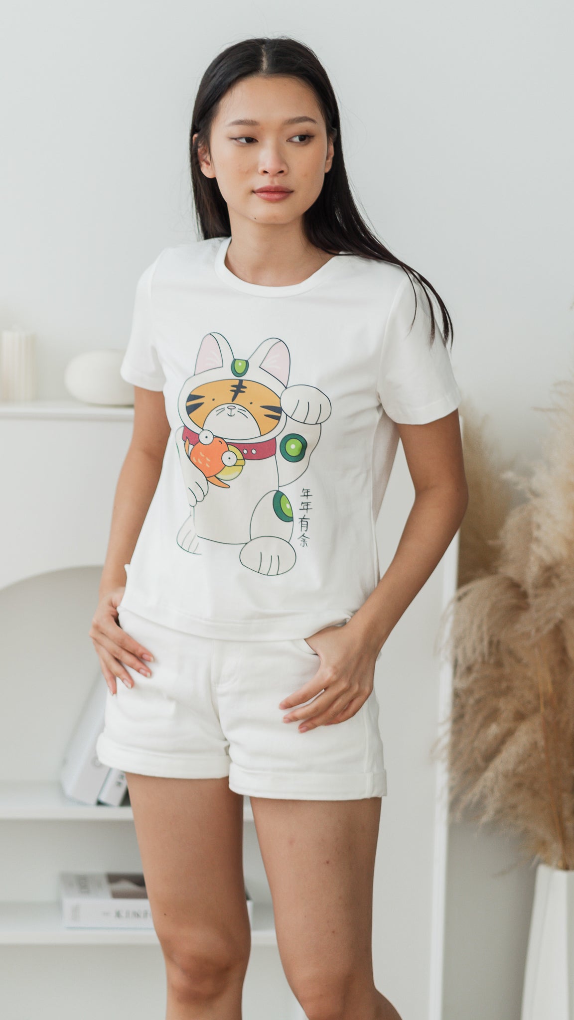 Fortune Tiger Women's Tee in White [ONLINE ONLY]