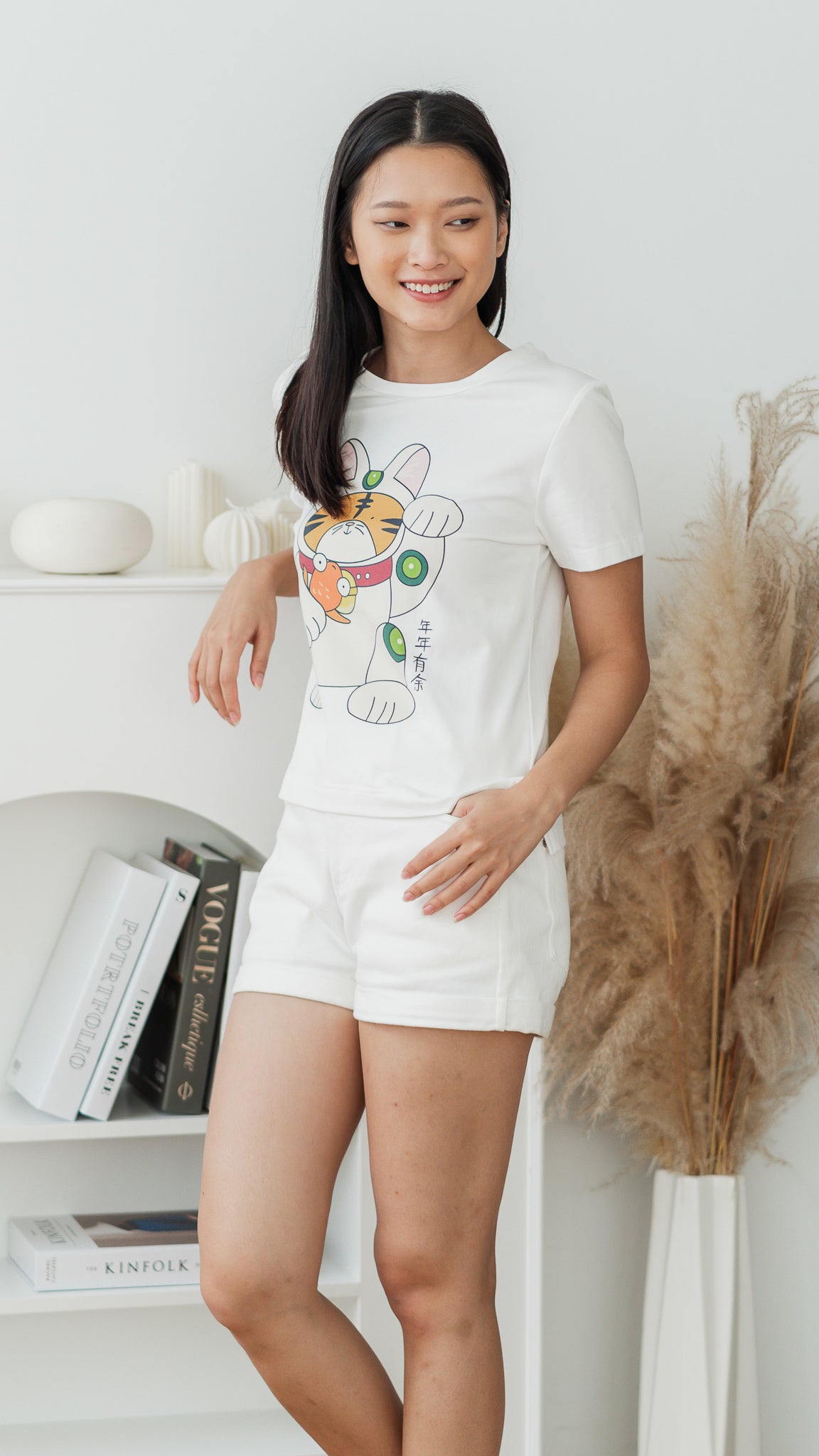 Fortune Tiger Women's Tee in White [ONLINE ONLY]